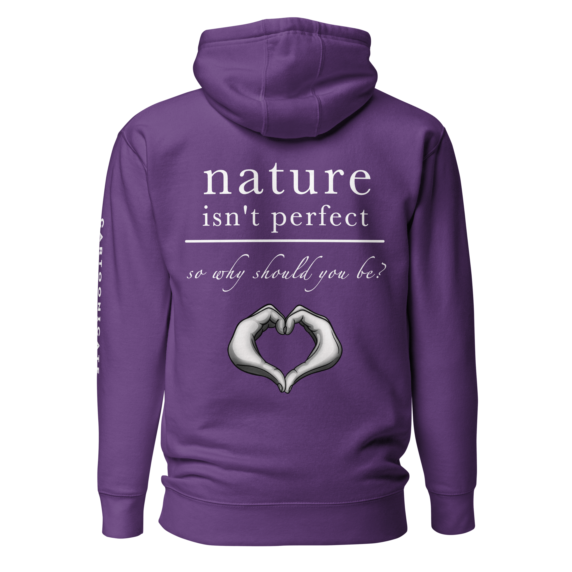 cute text based design on purple hoodie