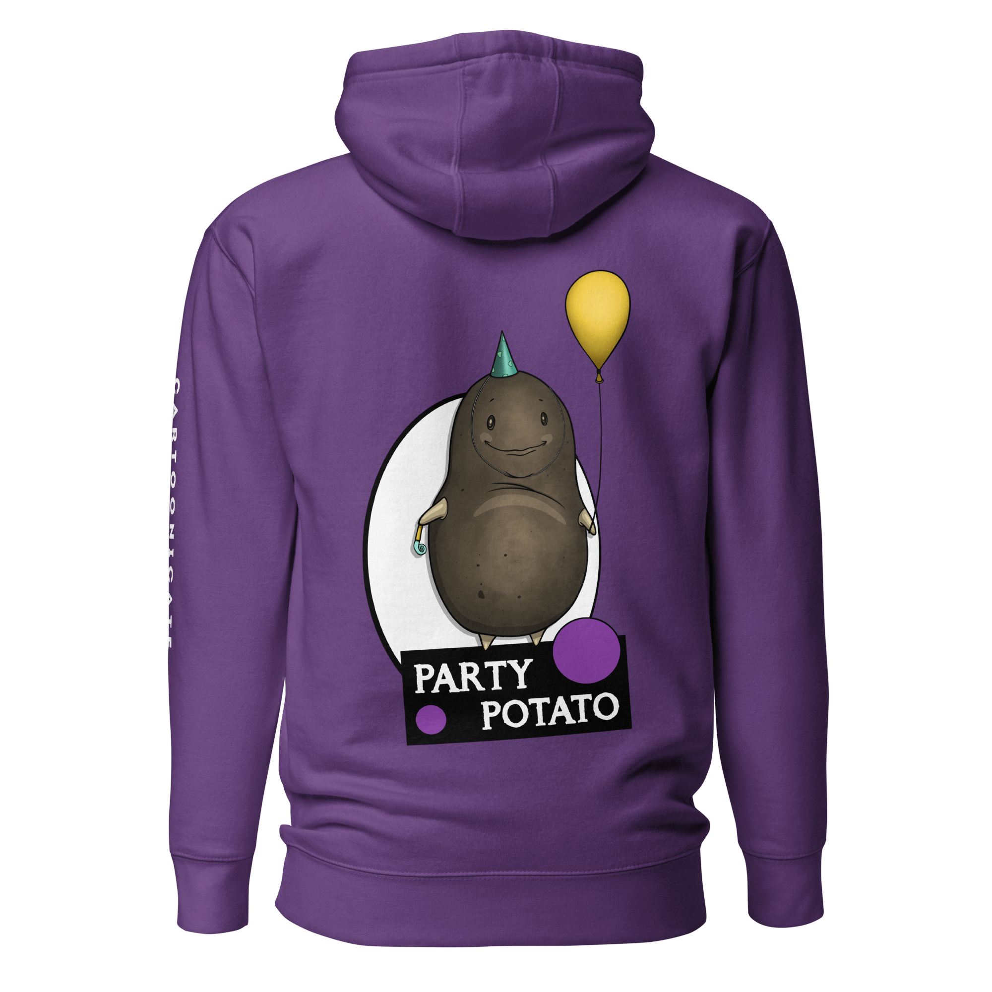 Cool cartoon potato drawing on purple hoodie