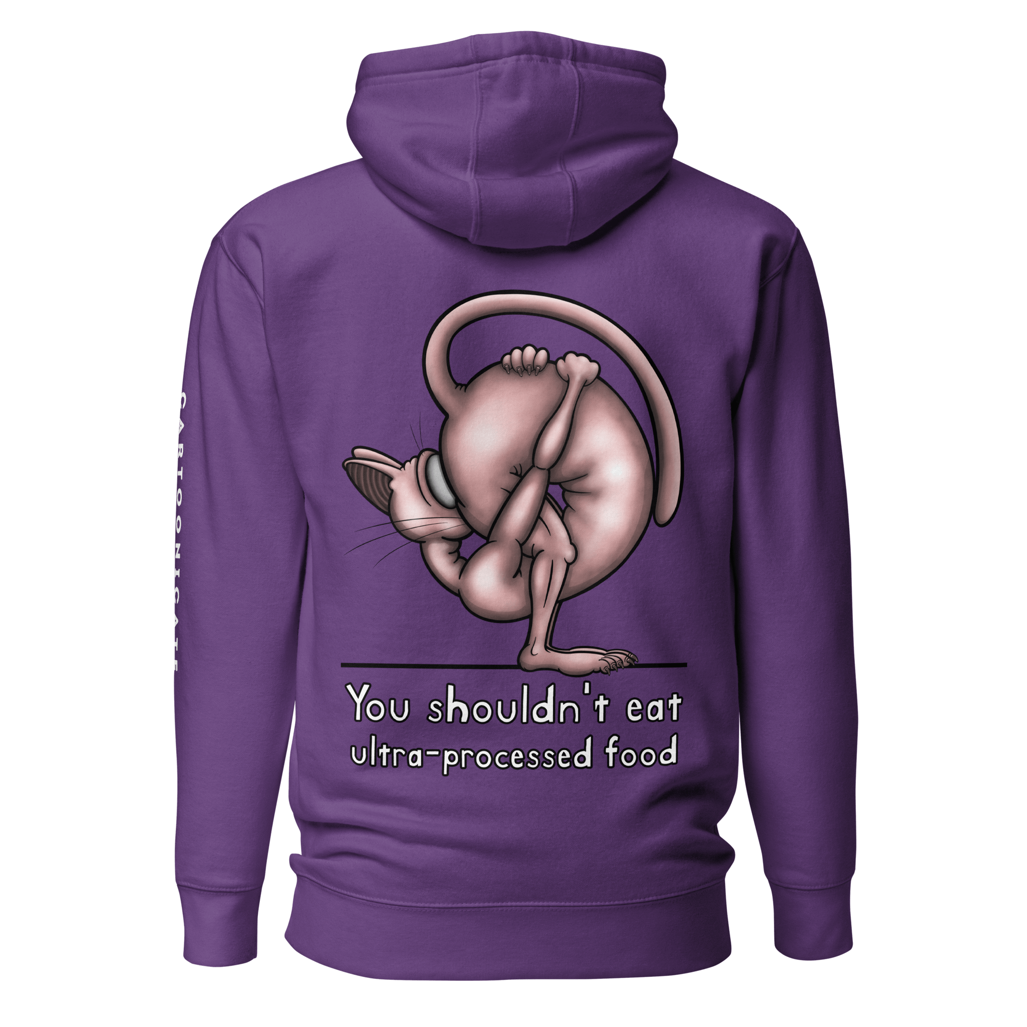 funny joke about ultra-processed food on purple hoodie