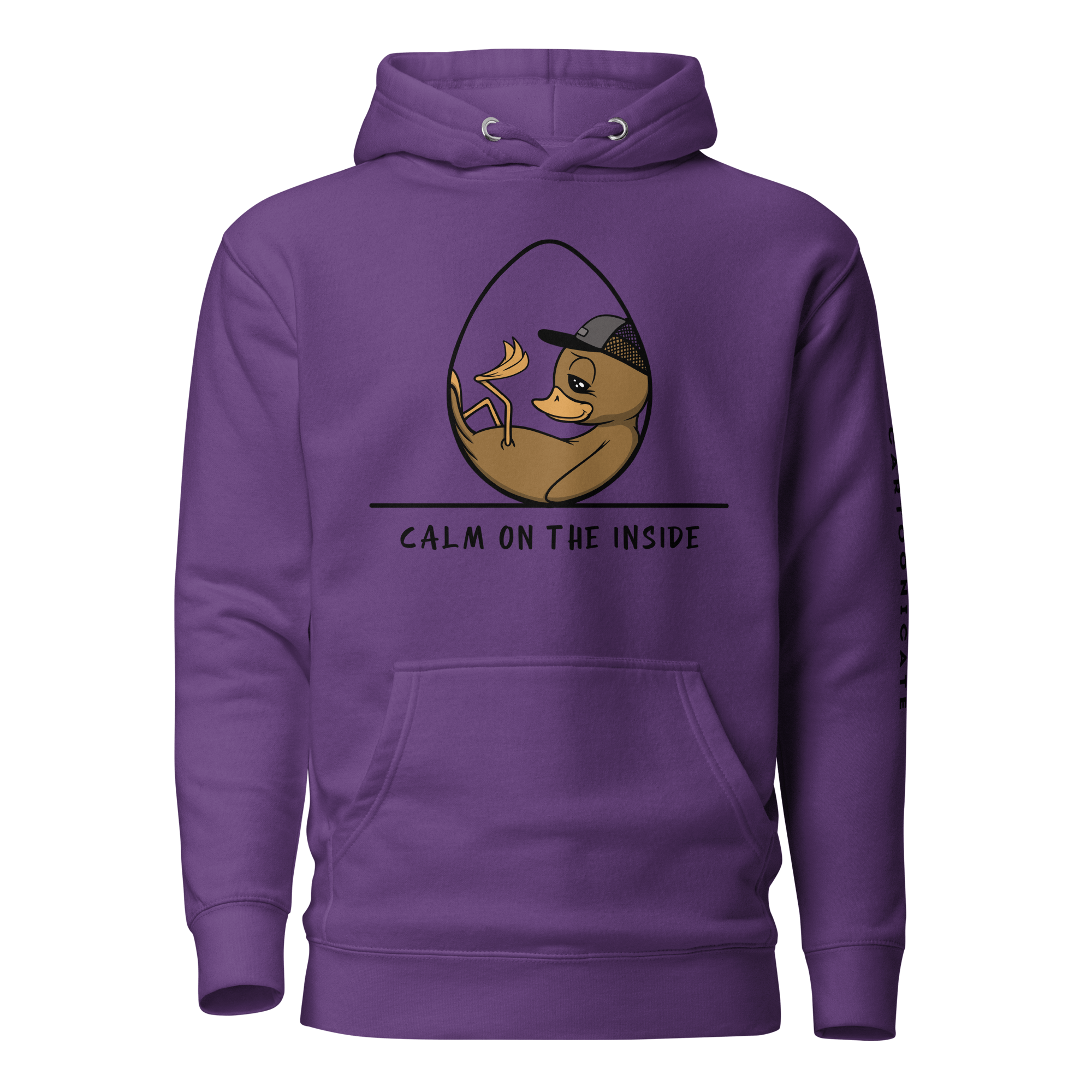 cute baby duckling drawing on purple hoodie