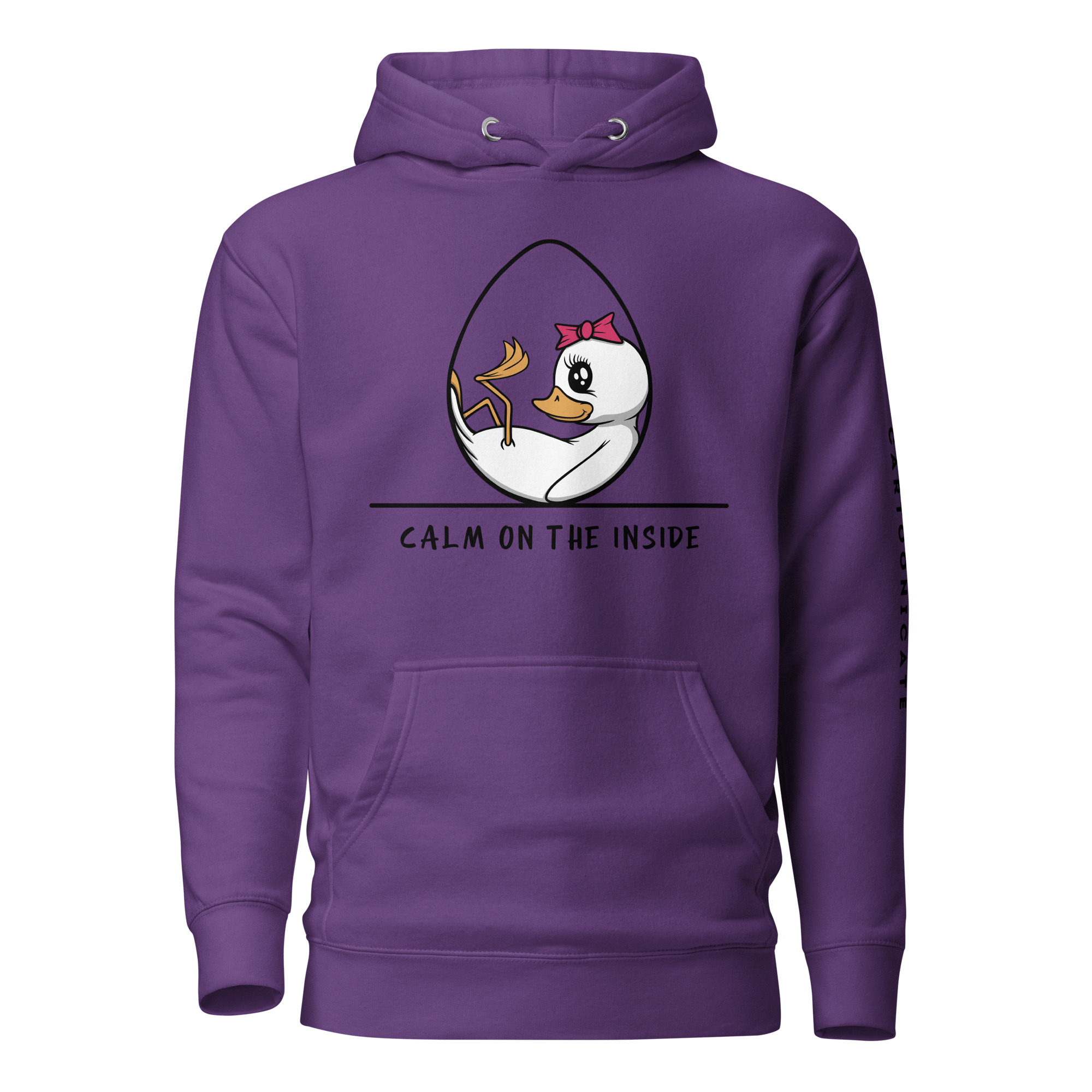 cute baby duckling drawing on purple hoodie