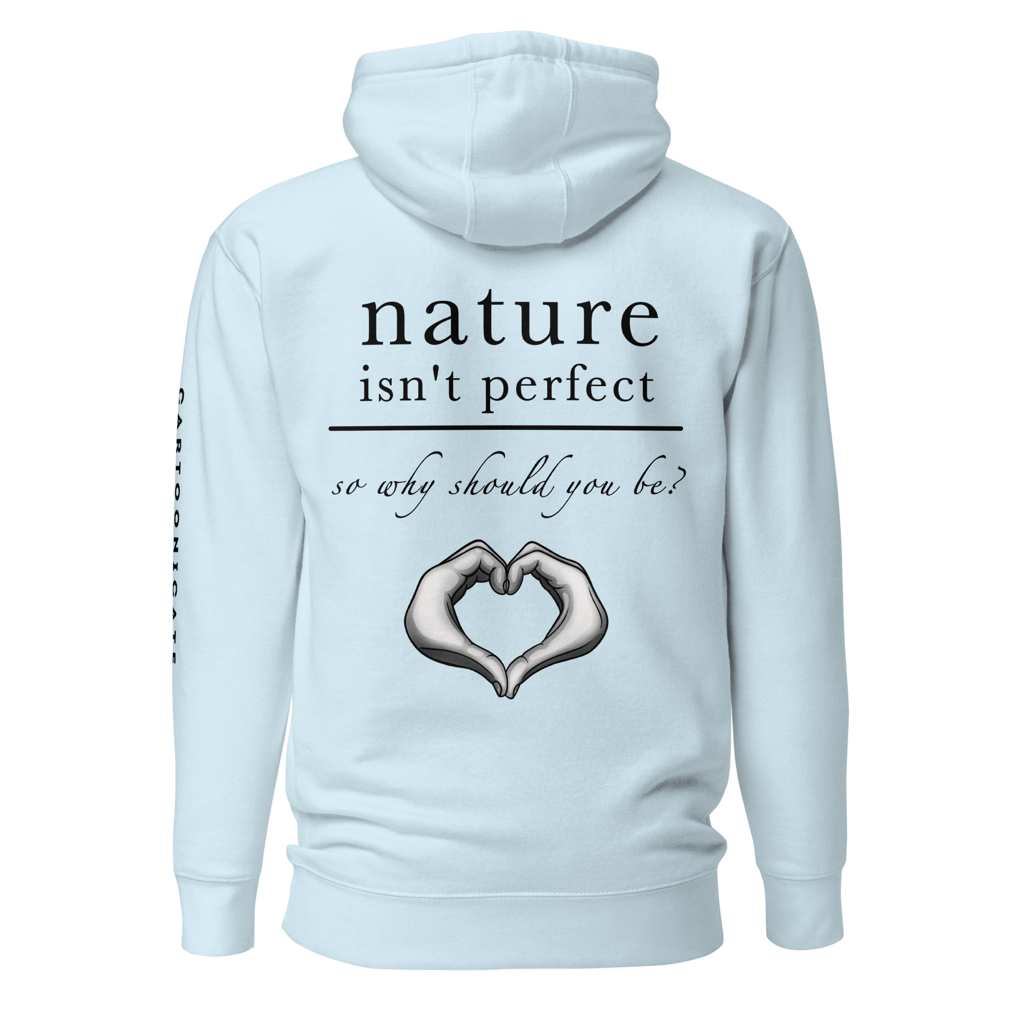 blue hoodie with cute quote about nature