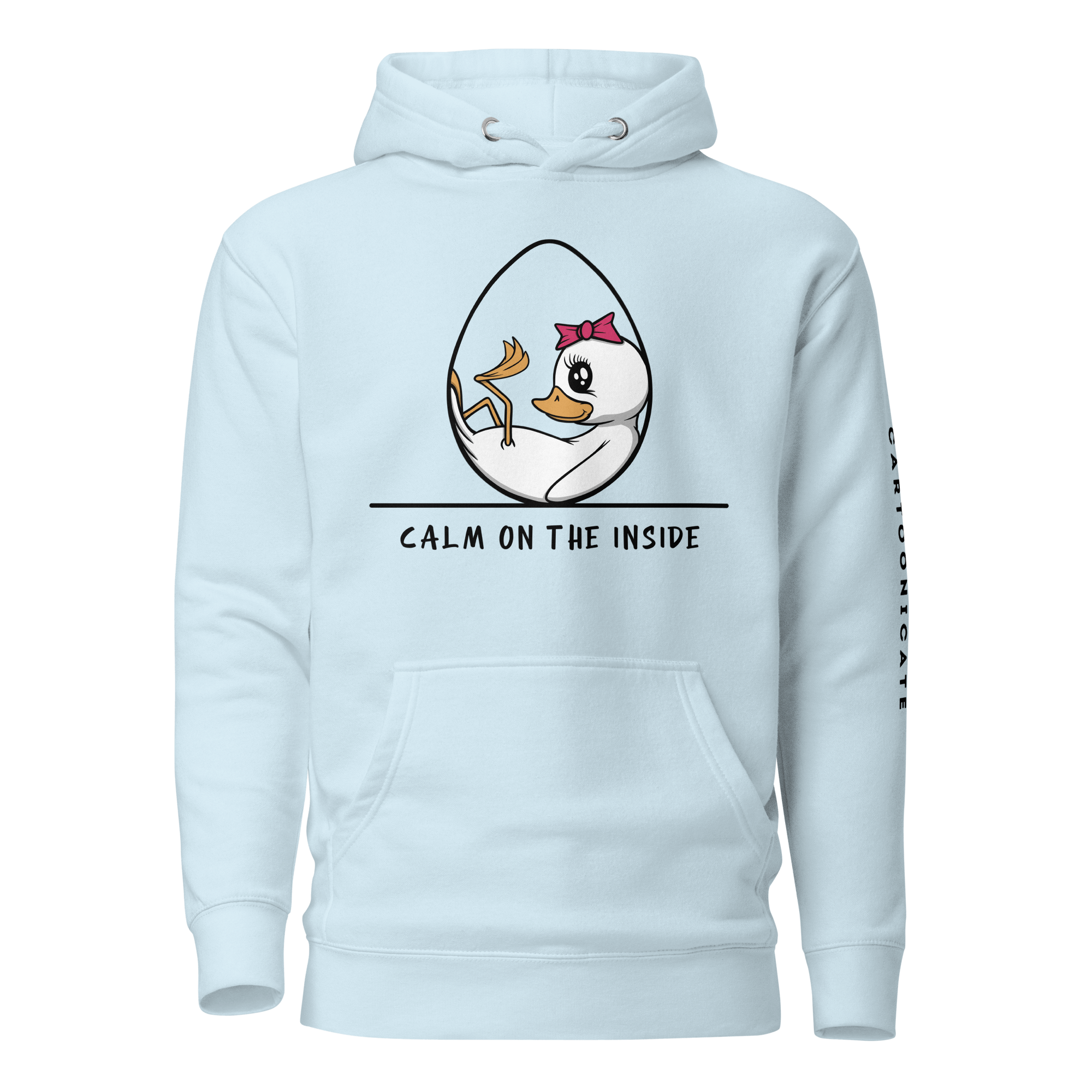 cute baby duckling drawing on light blue hoodie