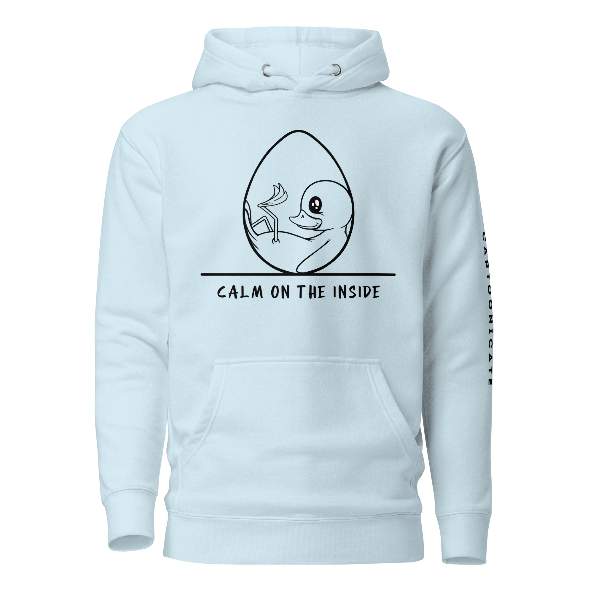 cute baby duckling drawing on light blue hoodie