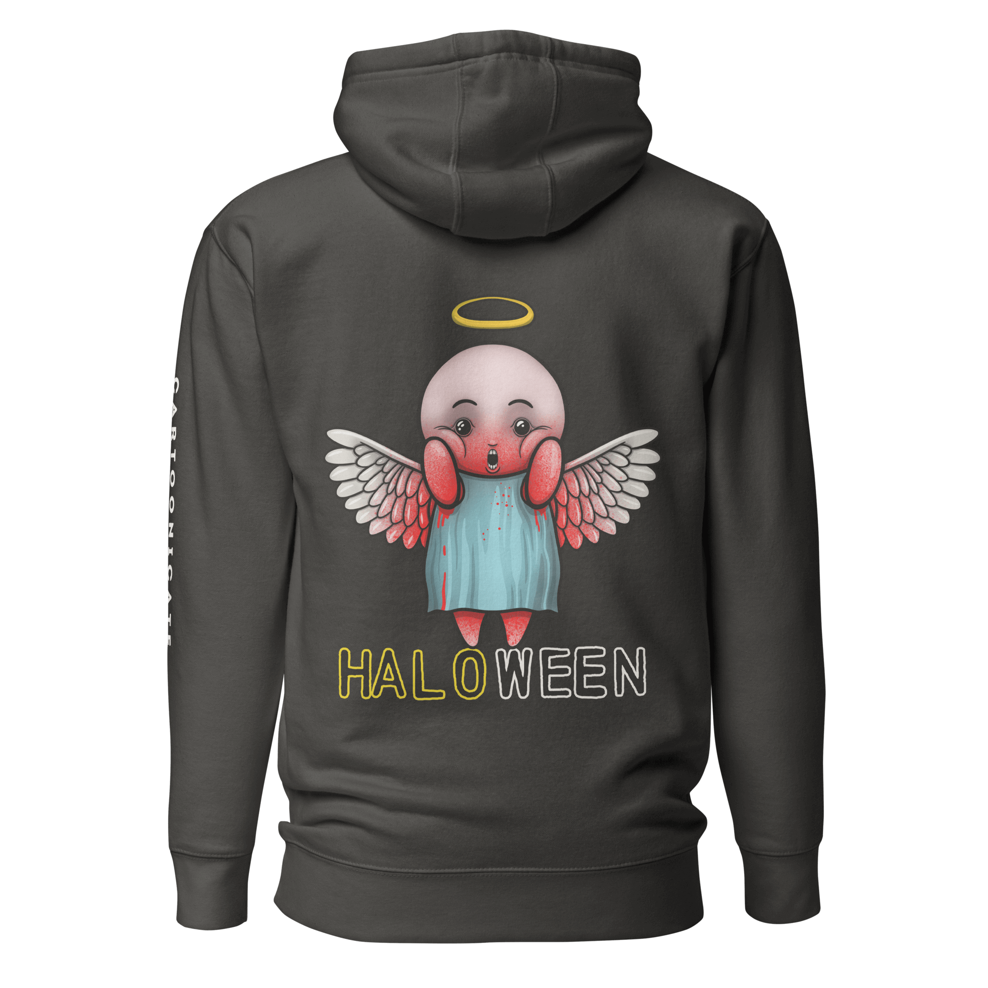 Perfect Halloween hoodie with cartoon bloody angel