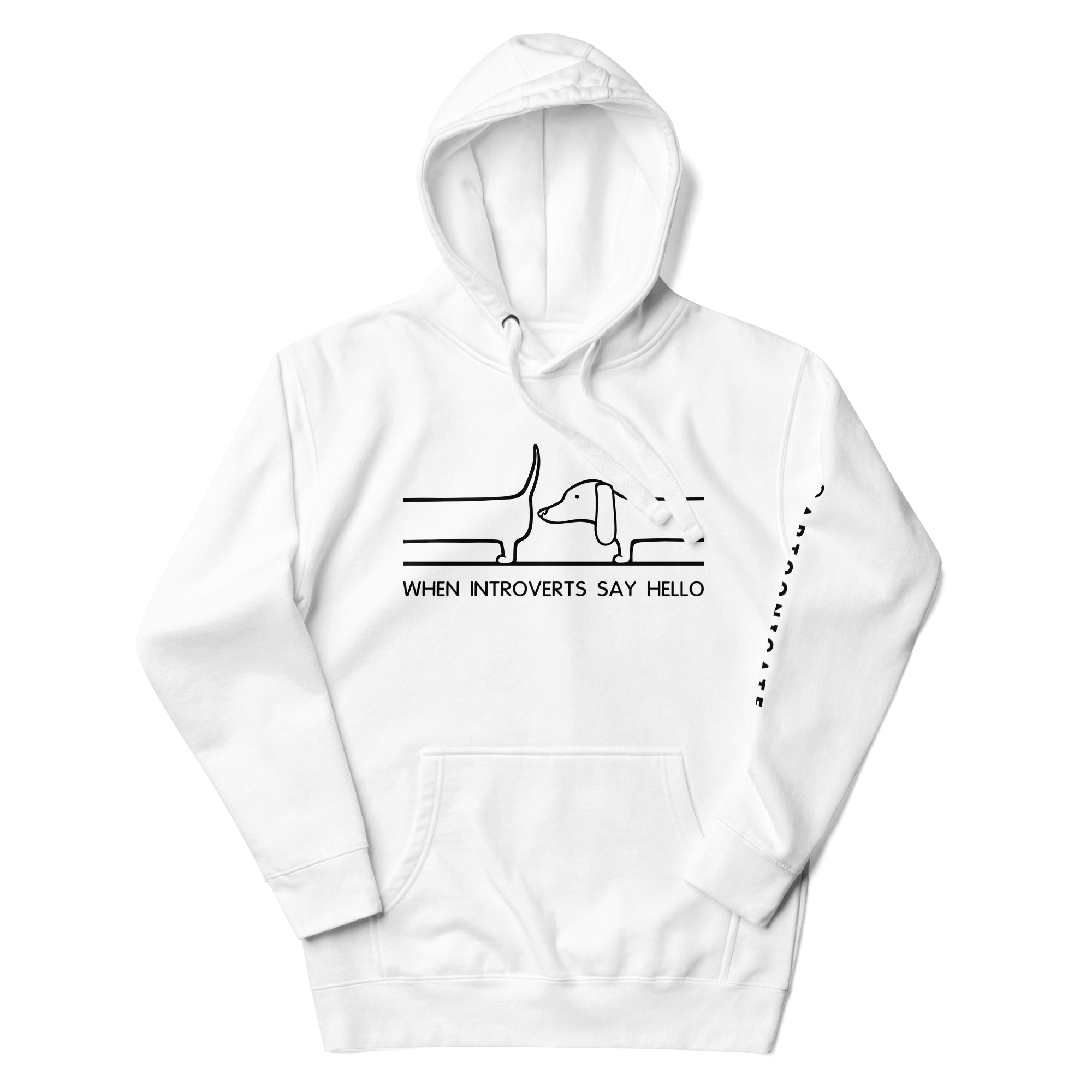 cute cartoon dog on white hoodie for introverts