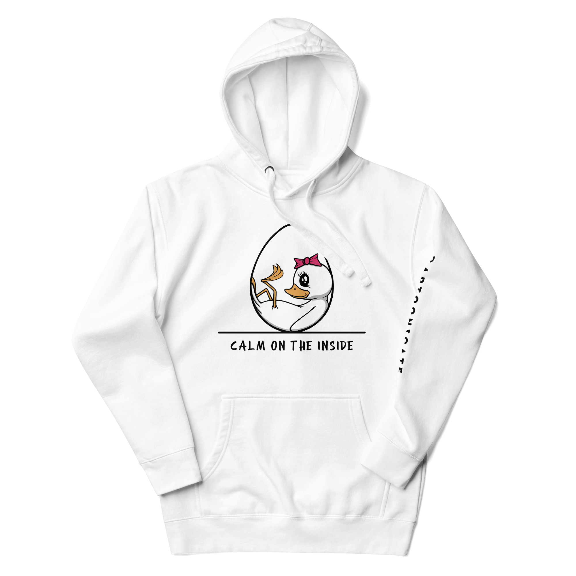 white hoodie with cute baby duckling in an egg