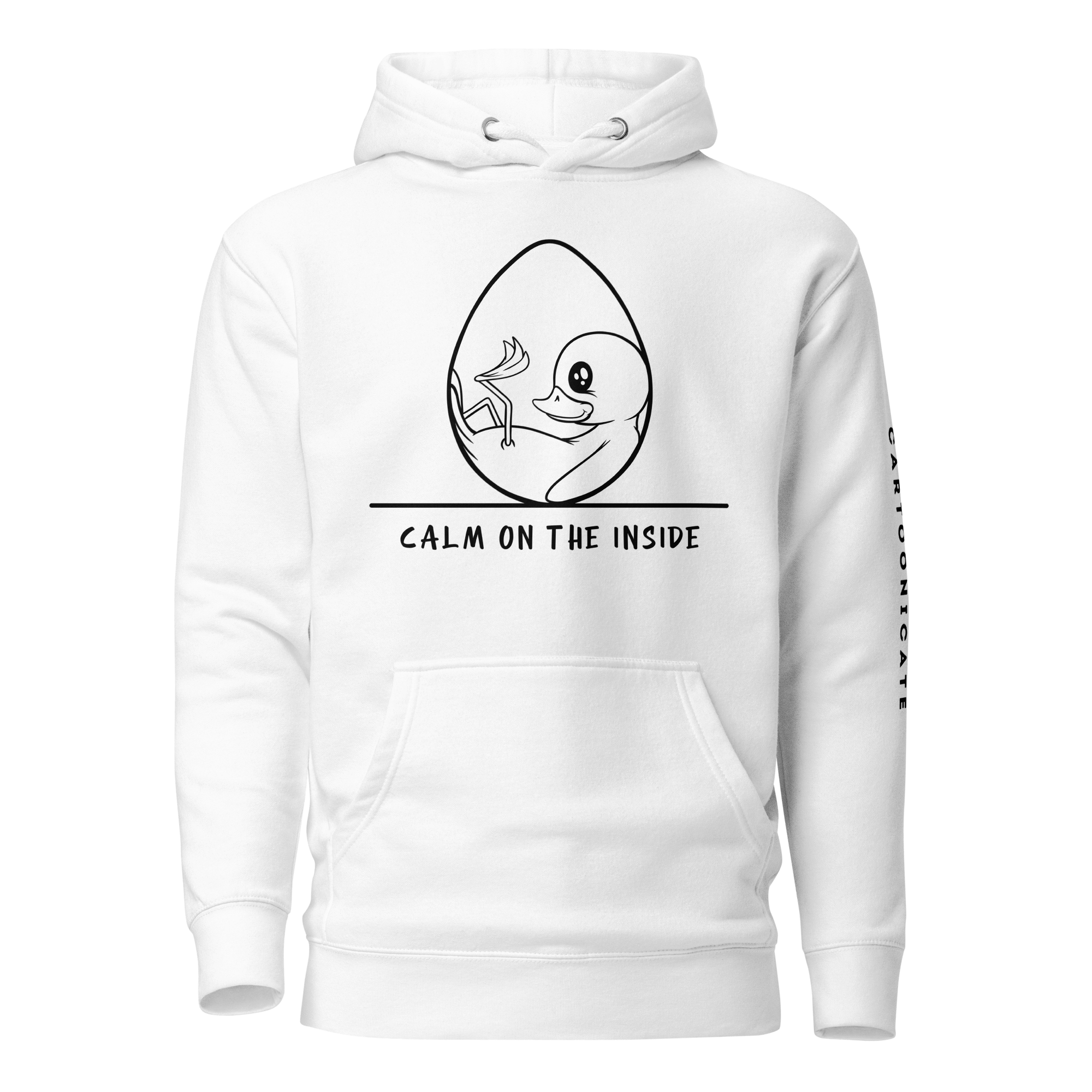 white hoodie with cute baby duckling in an egg