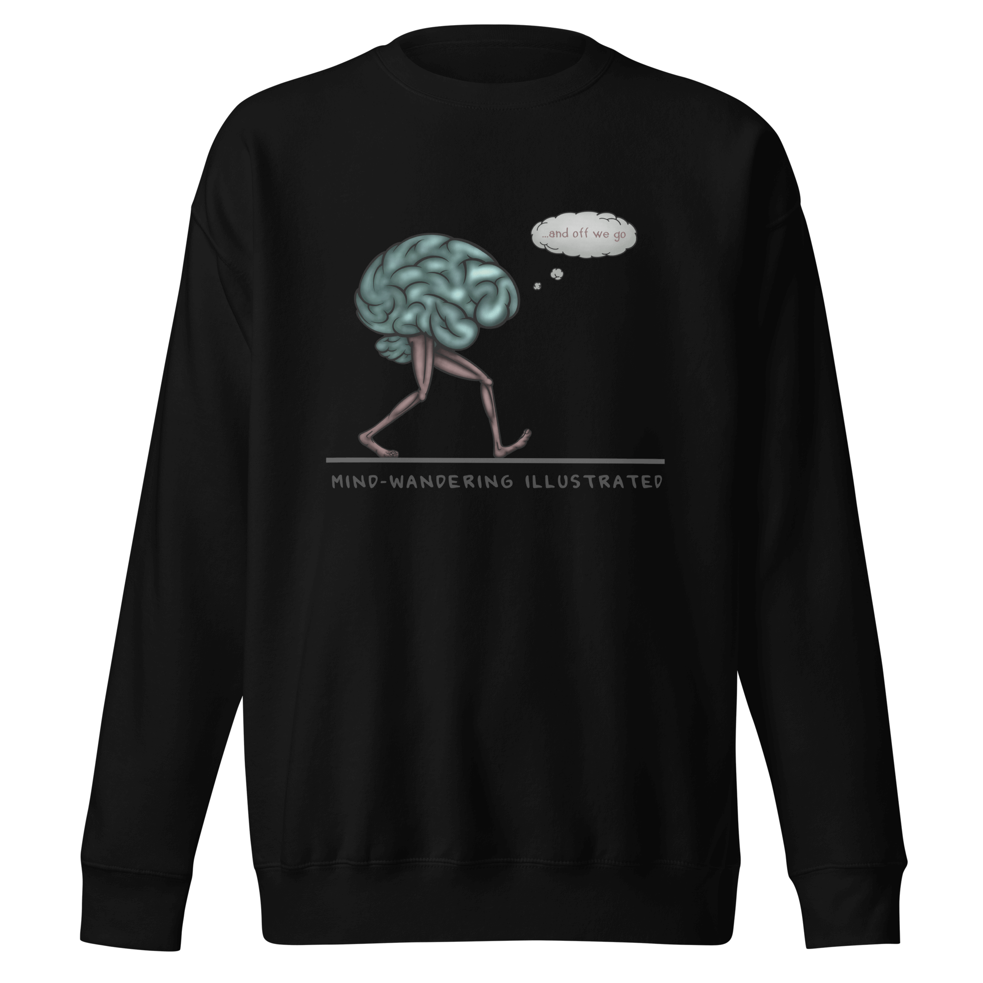 Funny brain with legs black sweater