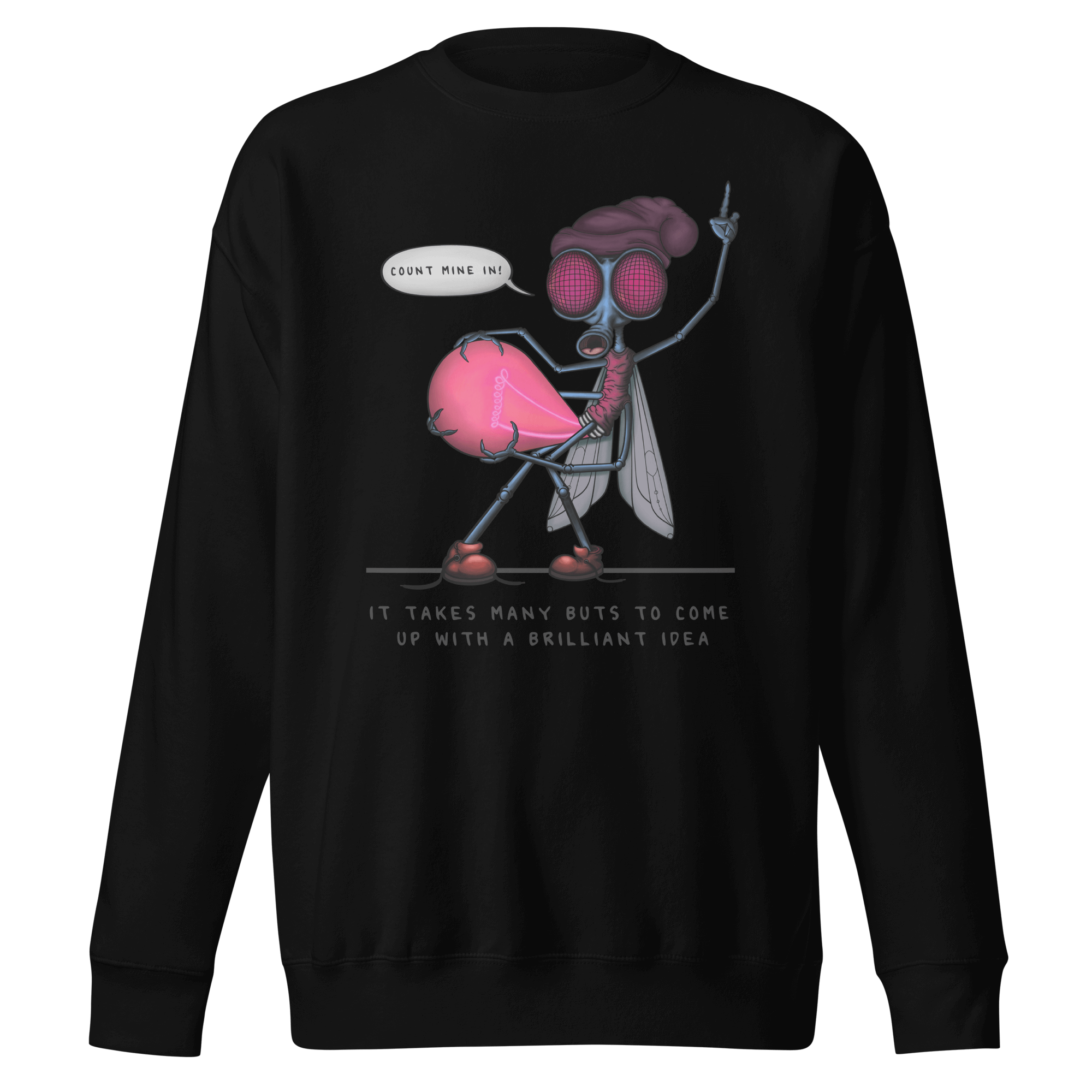 Cute pink cartoon firefly black sweater