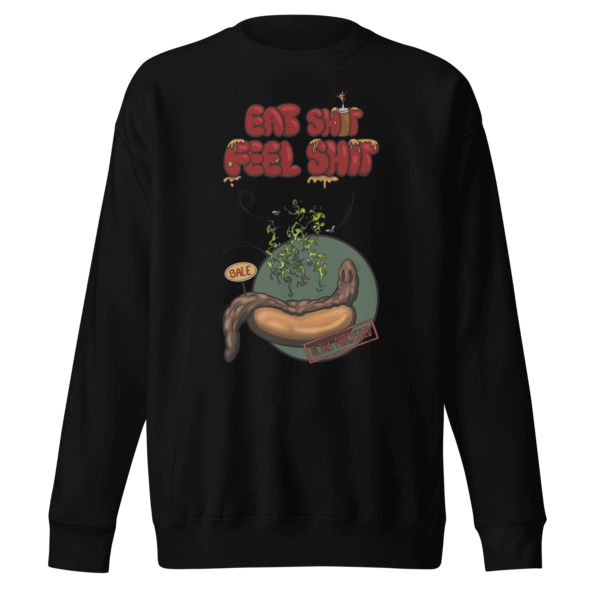 funny cartoon hot dog black sweater