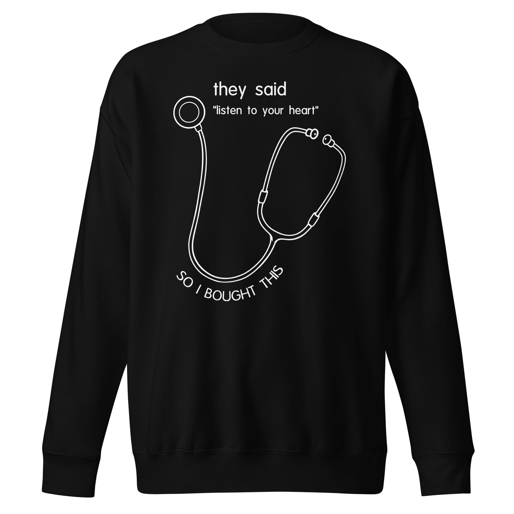 black sweatshirt with doctor stethoscope sketch