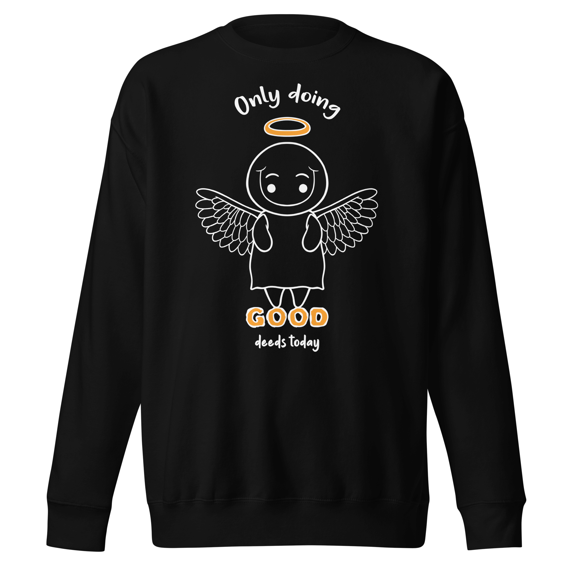 Black sweatshirt with cute cartoon angel