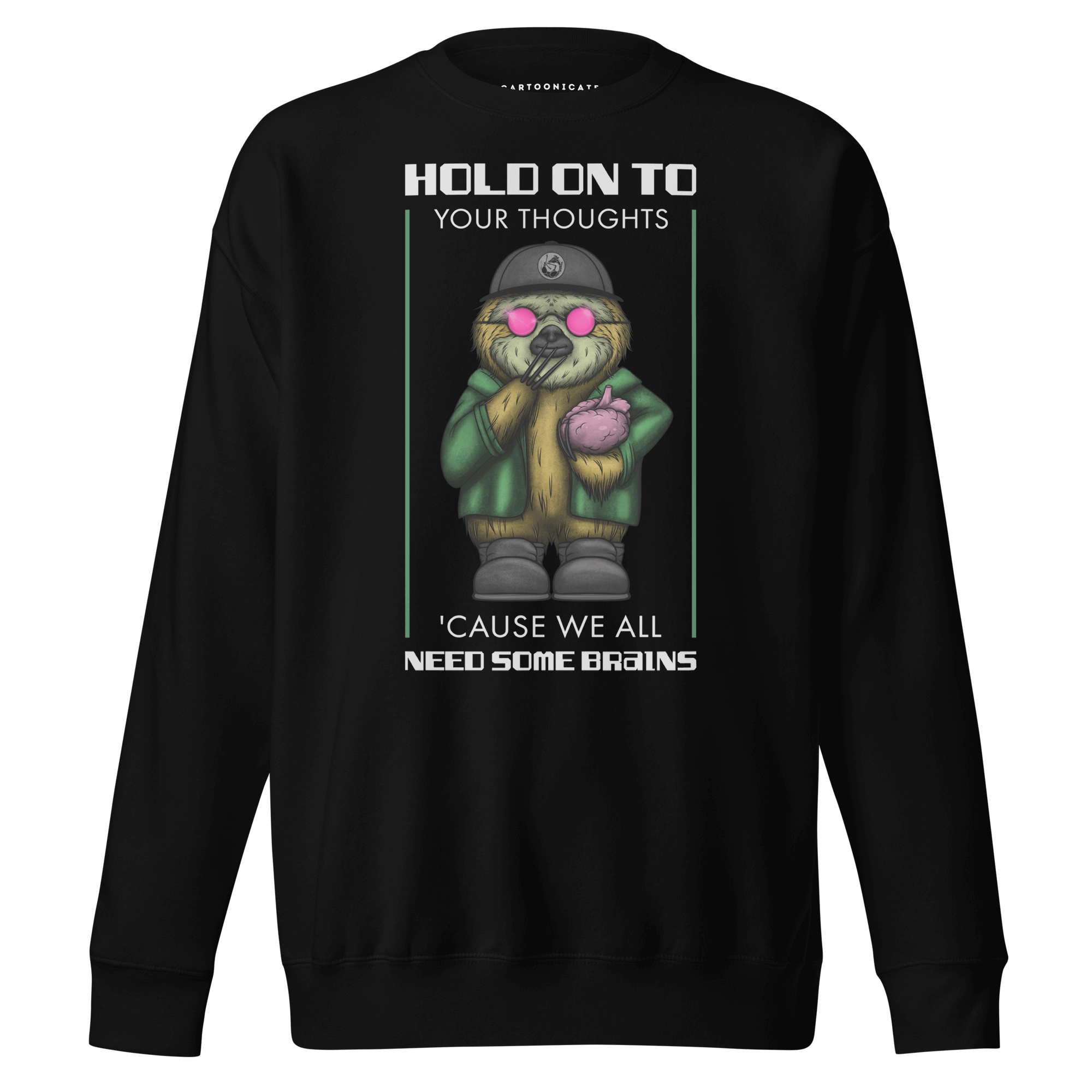 hold on to your thoughts cause we all need some brains black sweater