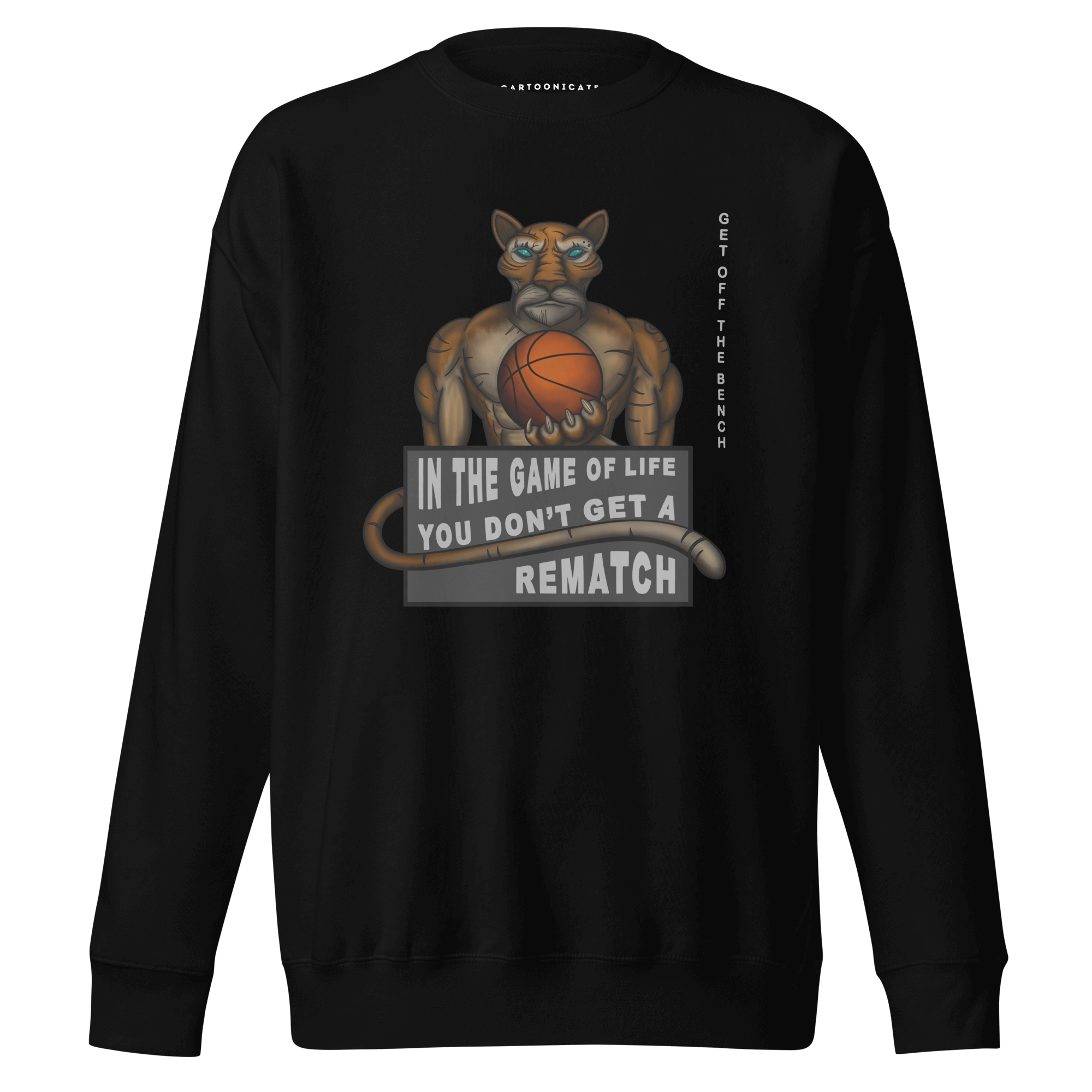 tiger playing basketball black sweater