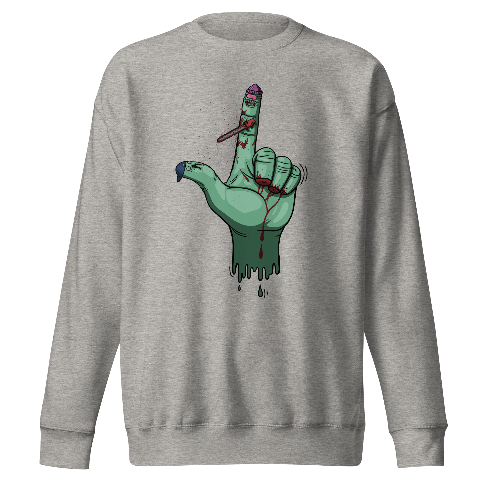 Crazy cartoon fingers grey sweatshirt