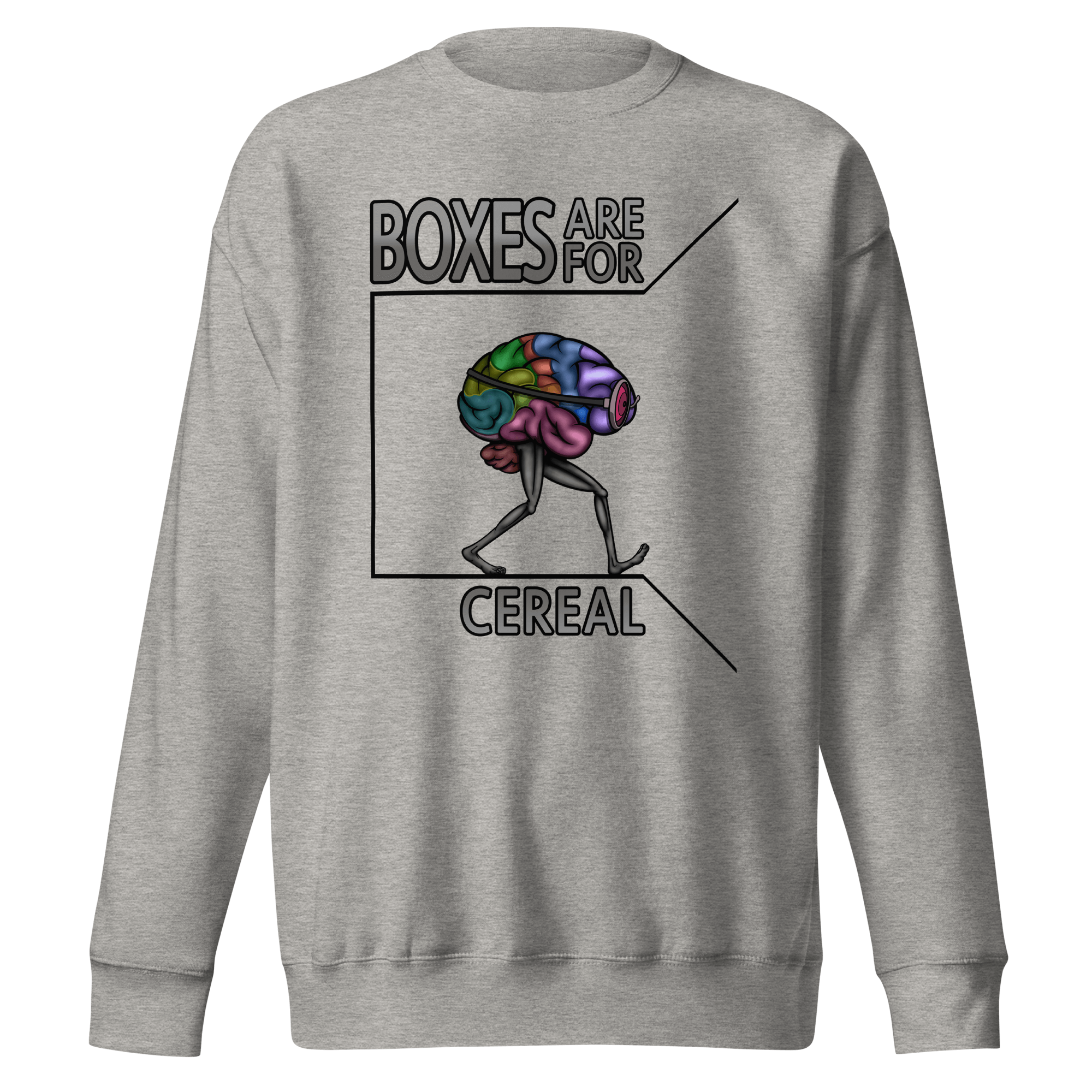 grey sweatshirt with cool cartoon brain