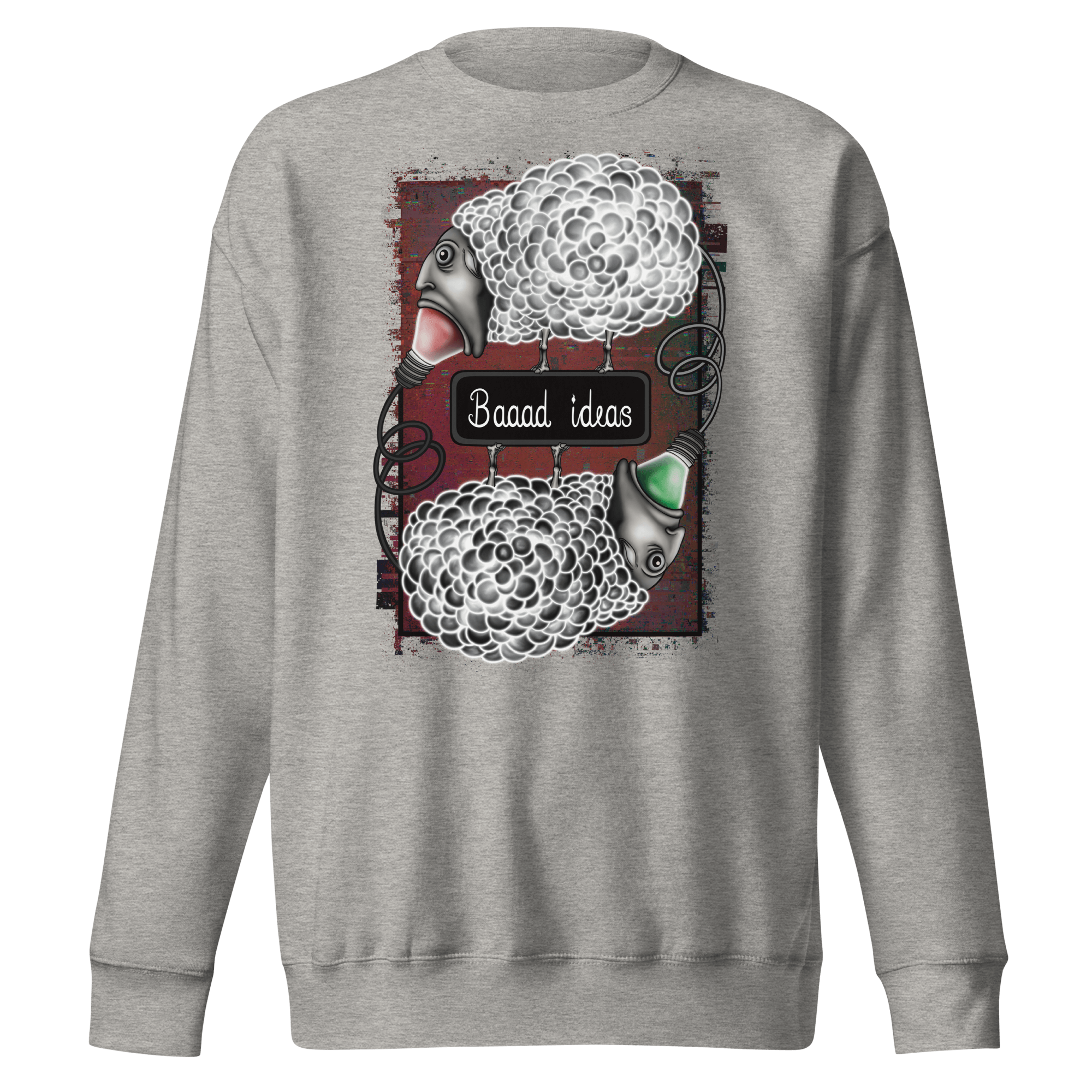 Bad ideas cartoon sweater grey