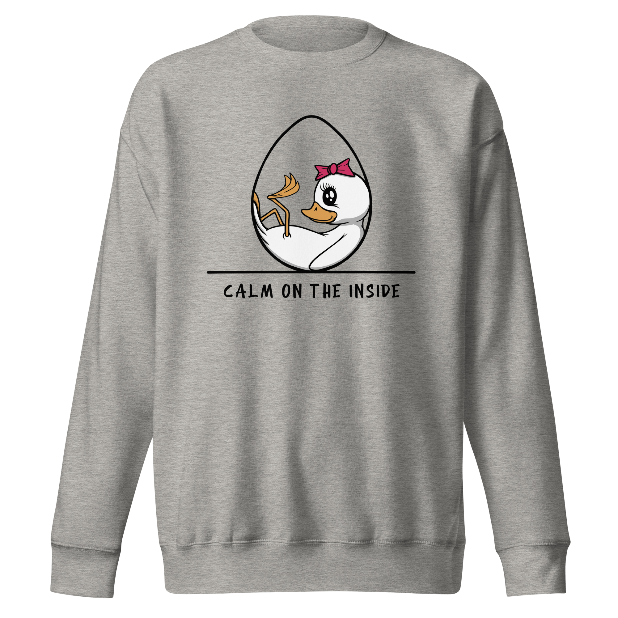 cool cartoon baby duck on grey sweatshirt