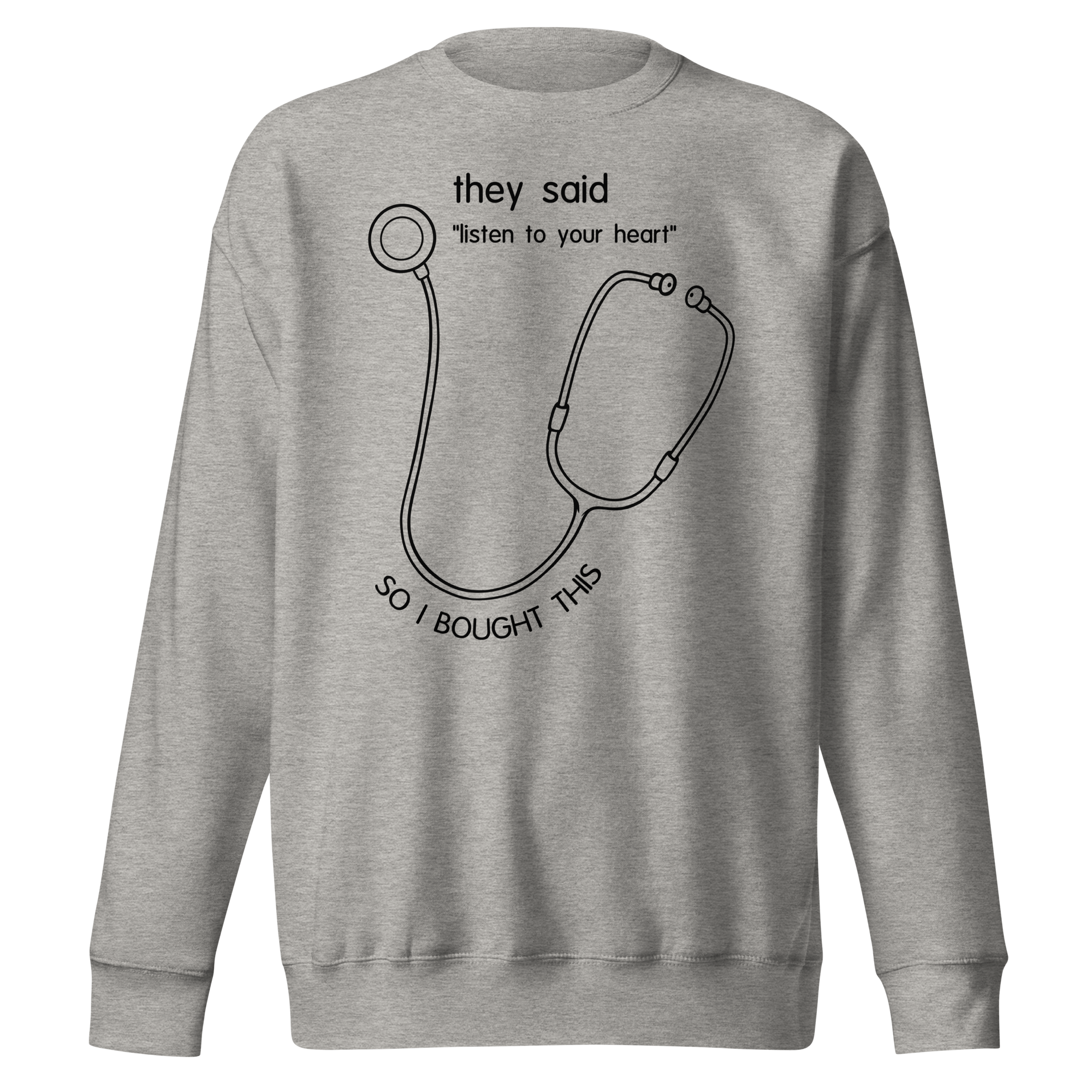 cartoon stethoscope humor sweater grey