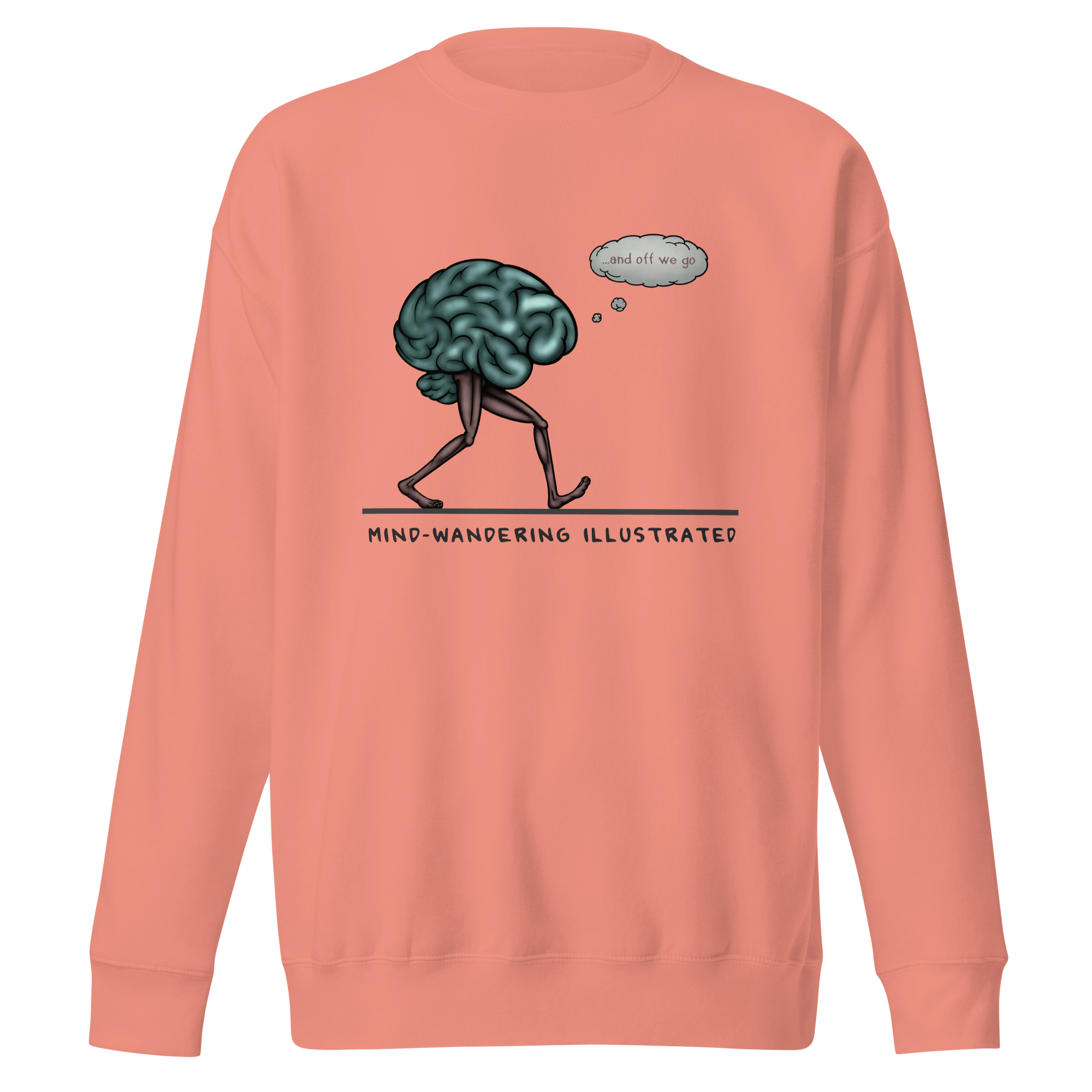 Cartoon brain humor pink sweatshirt