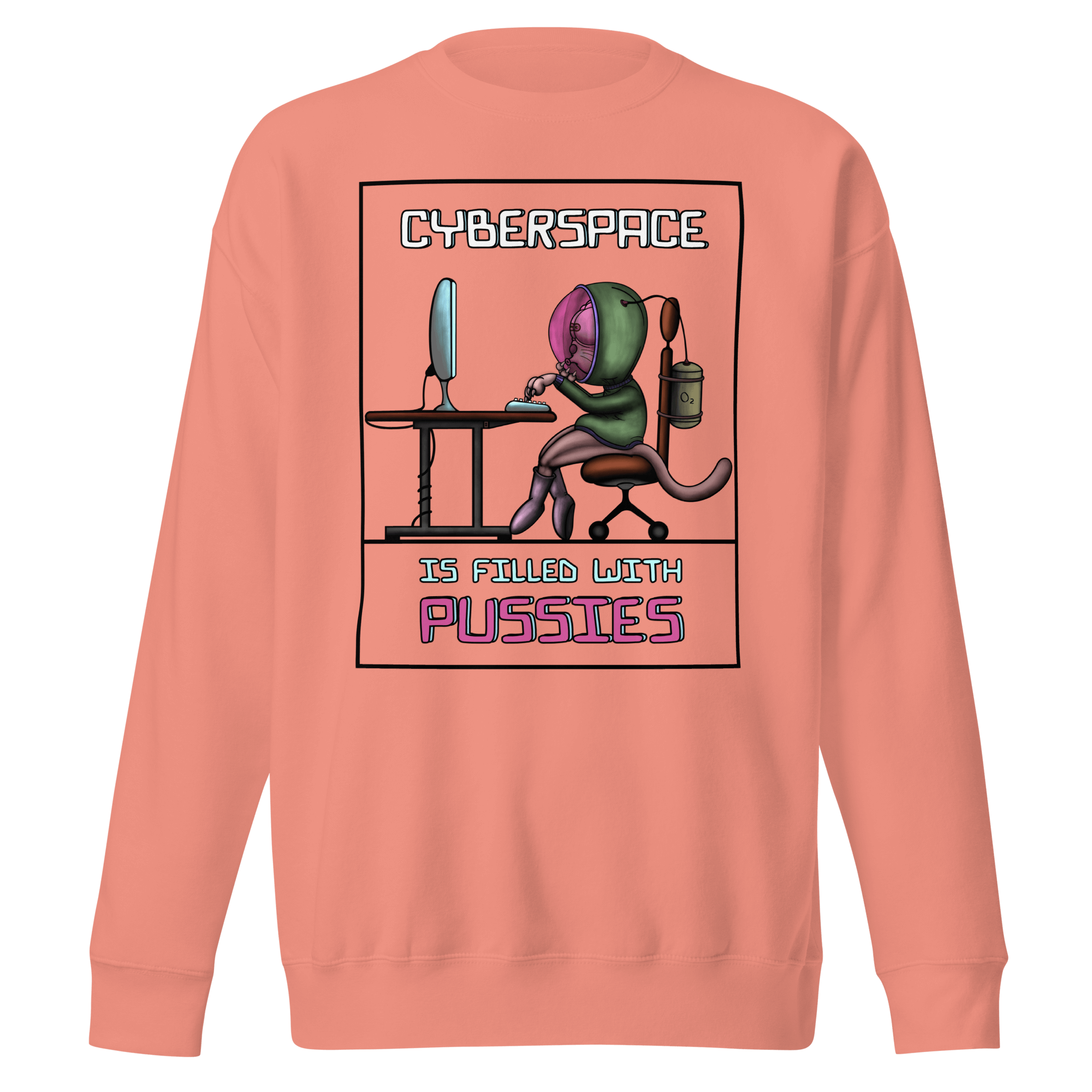 Cyberspace is filled with pussies pink cartoon sweater