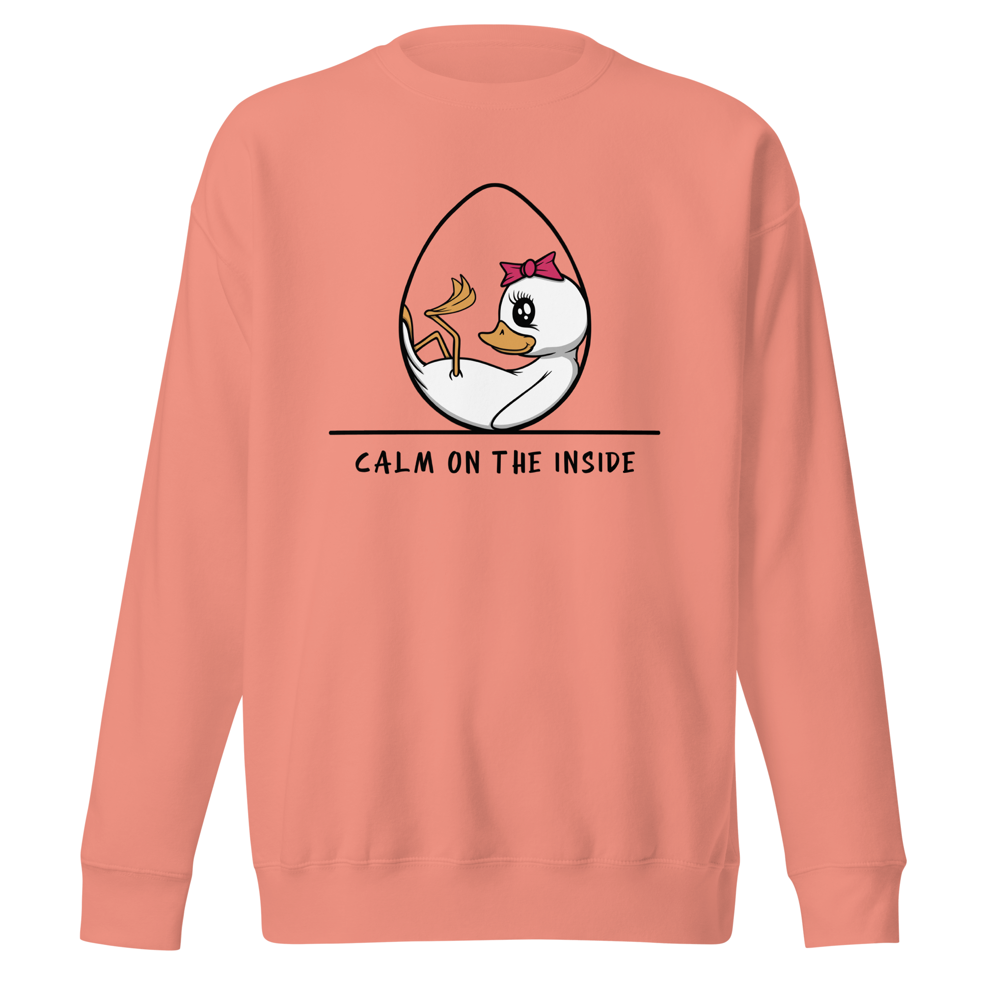 cute duck in cartoon style on pink sweater