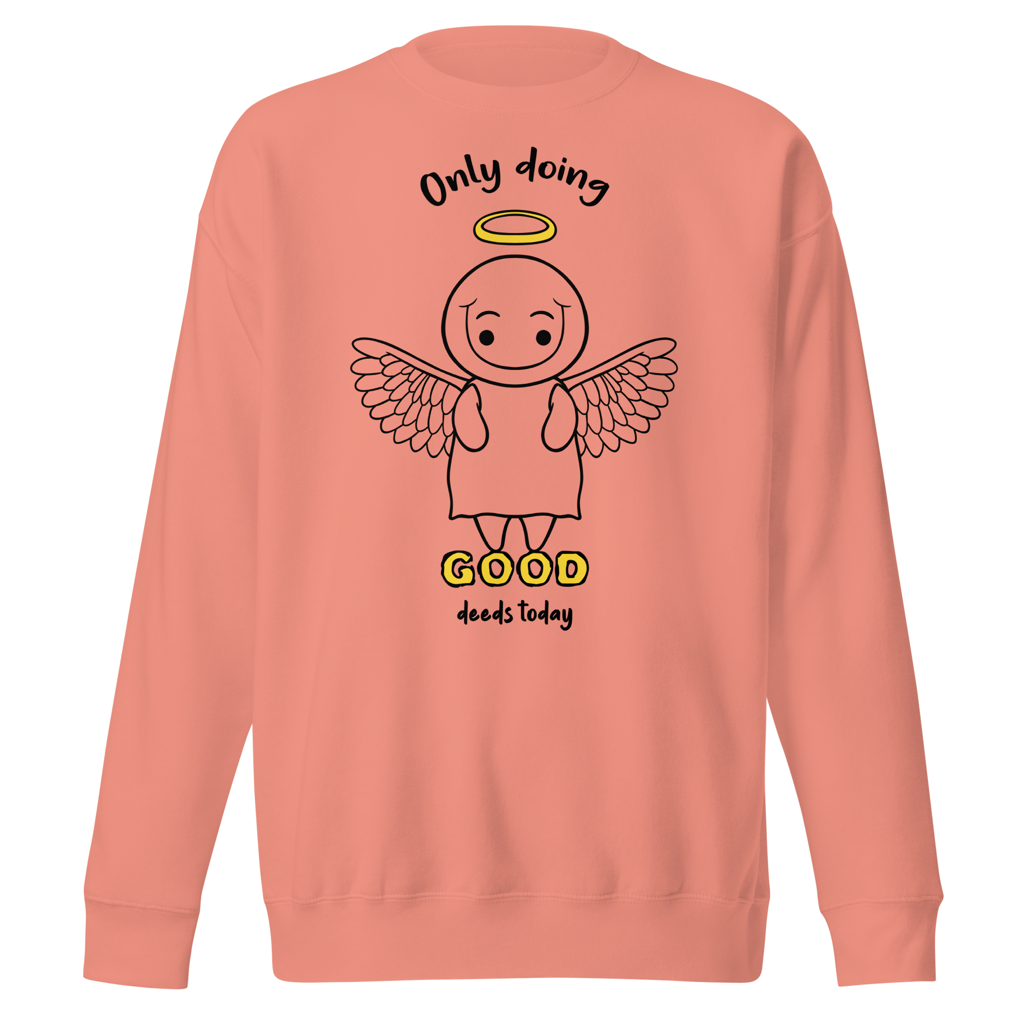 only doing good deeds cartoon pink sweater