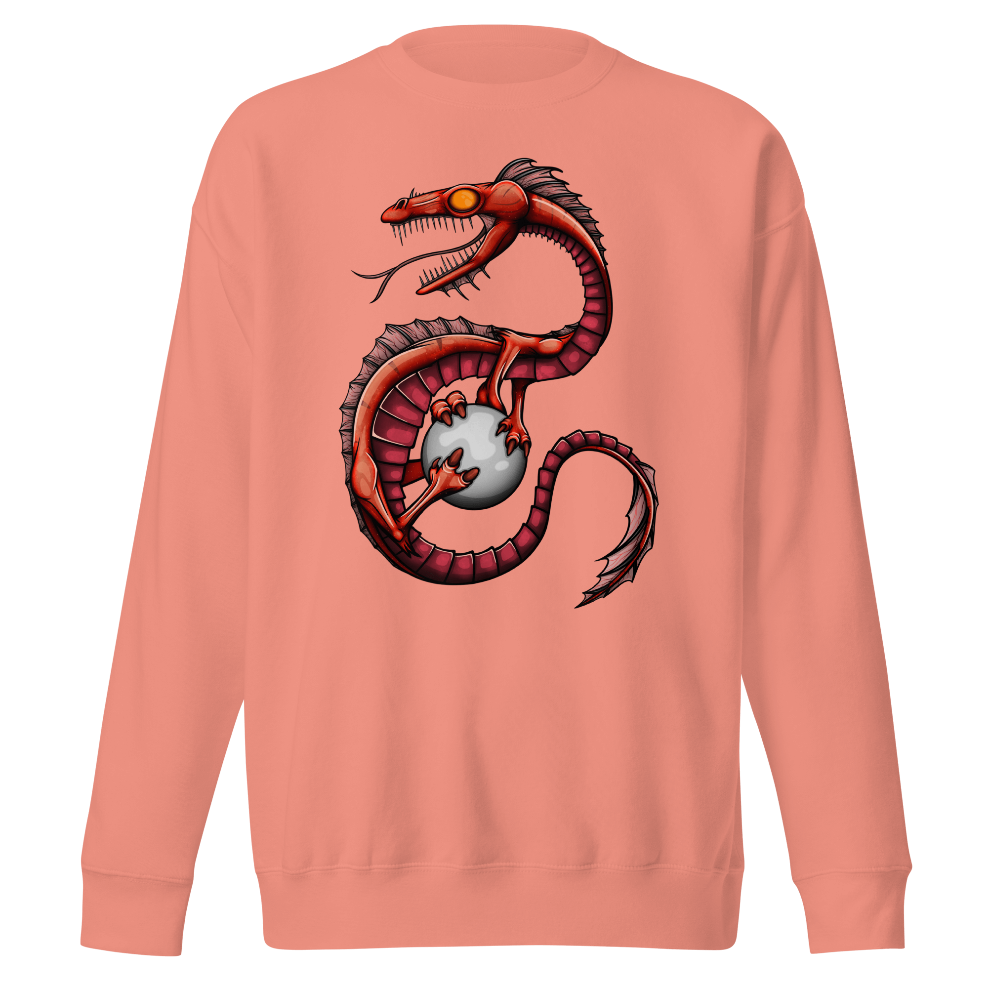 pink sweater with cartoon water dragon