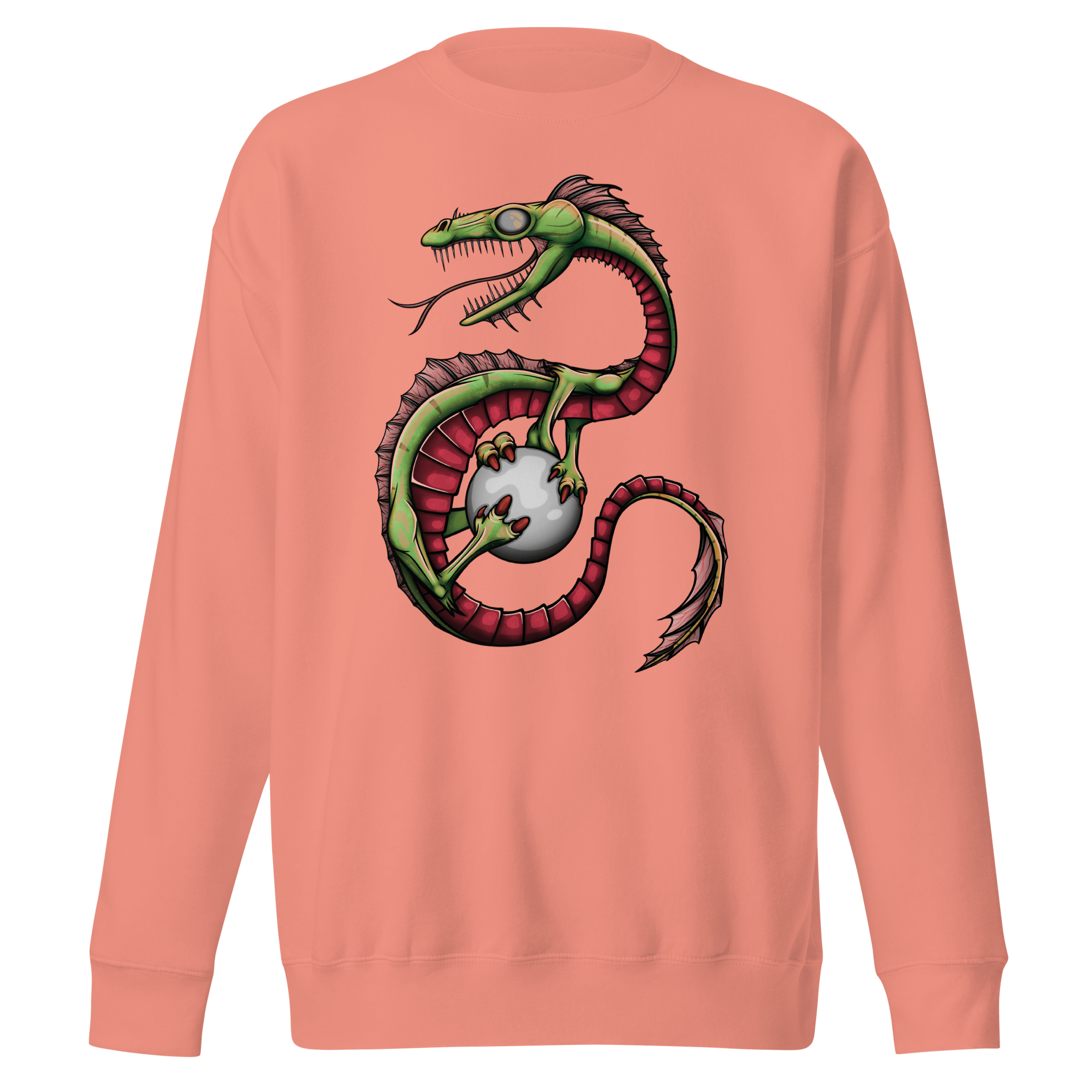 pink sweater with cartoon water dragon