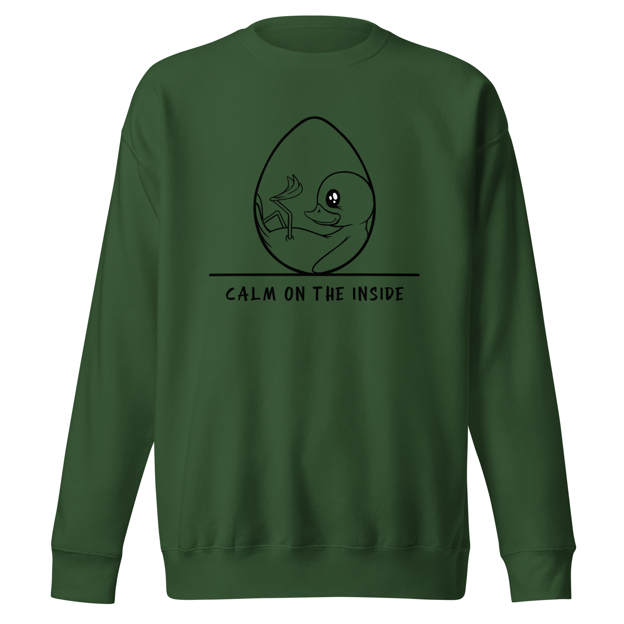 green sweater with cute baby duckling in an egg