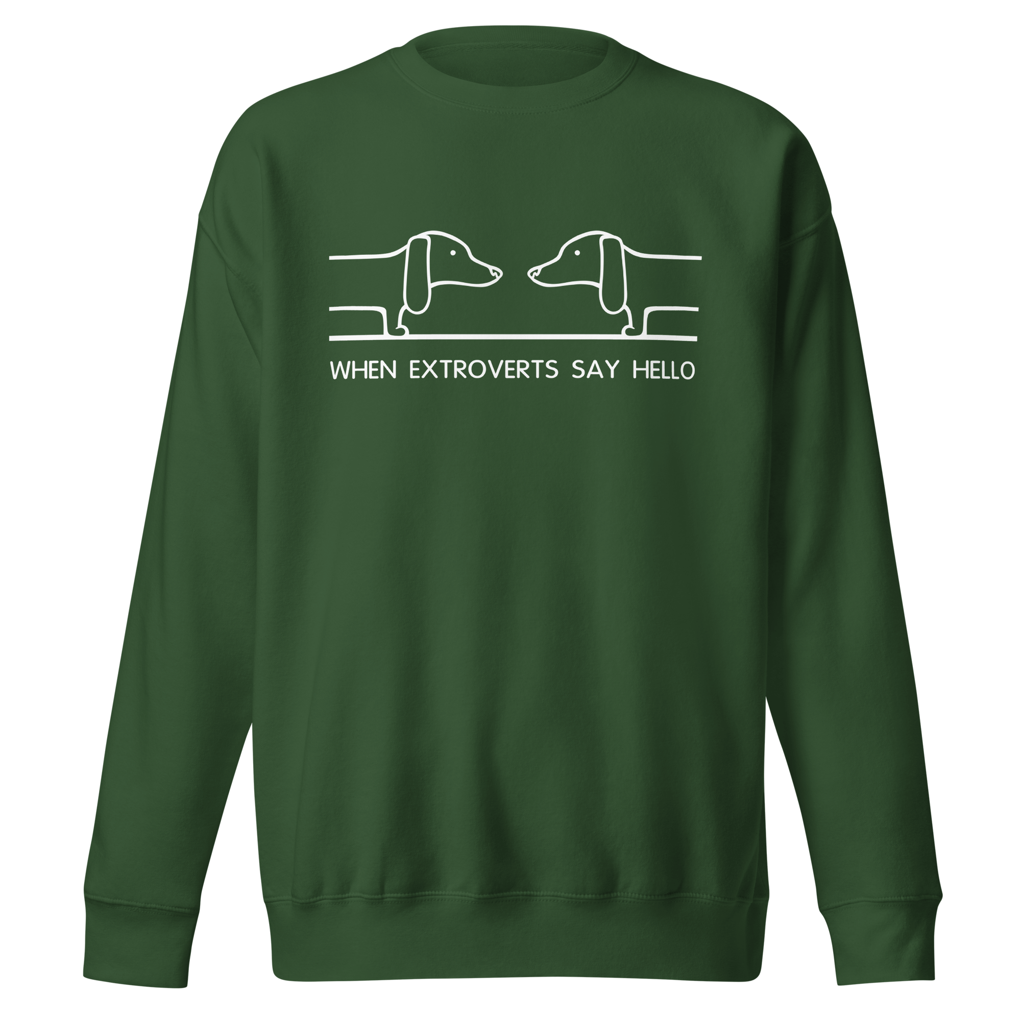 cool dachshund greeting on green sweatshirt