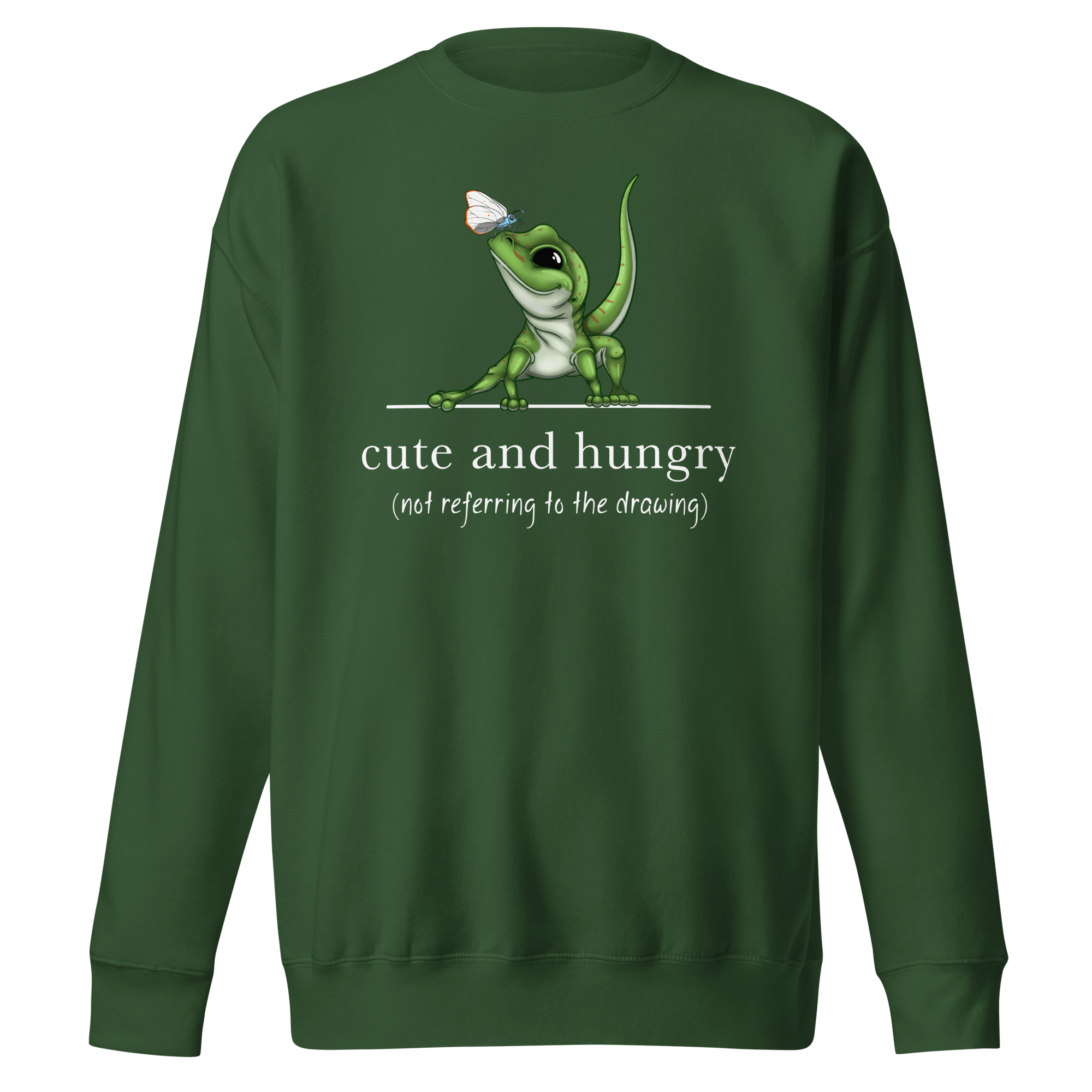 cute gecko reptile design on green sweatshirt