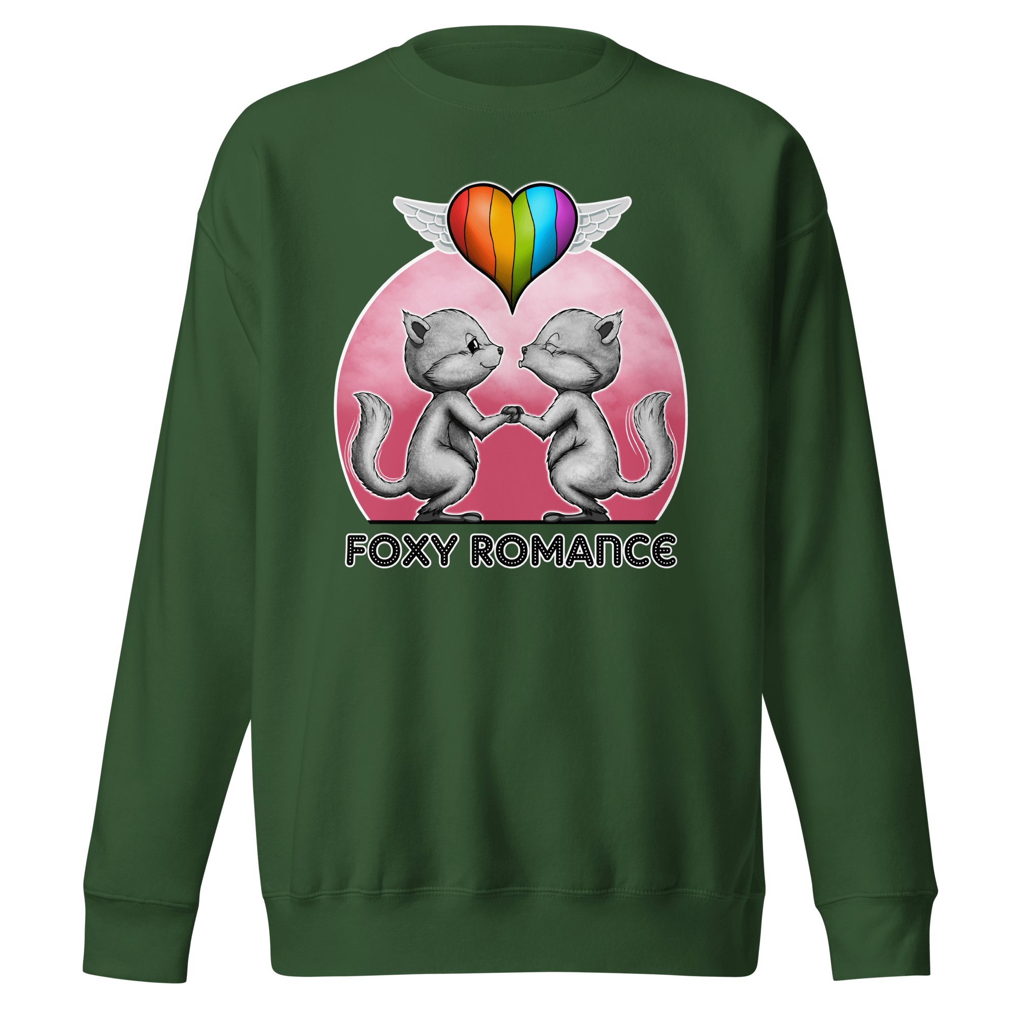 happy pride design on green sweatshirt