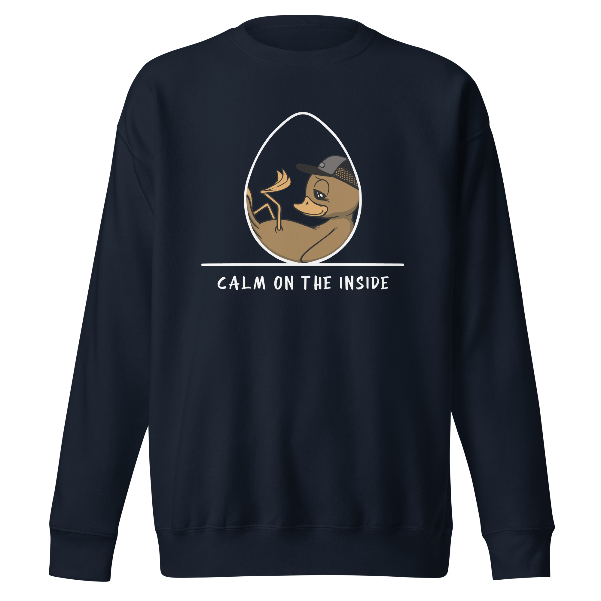 calm on the inside navy blue sweatshirt