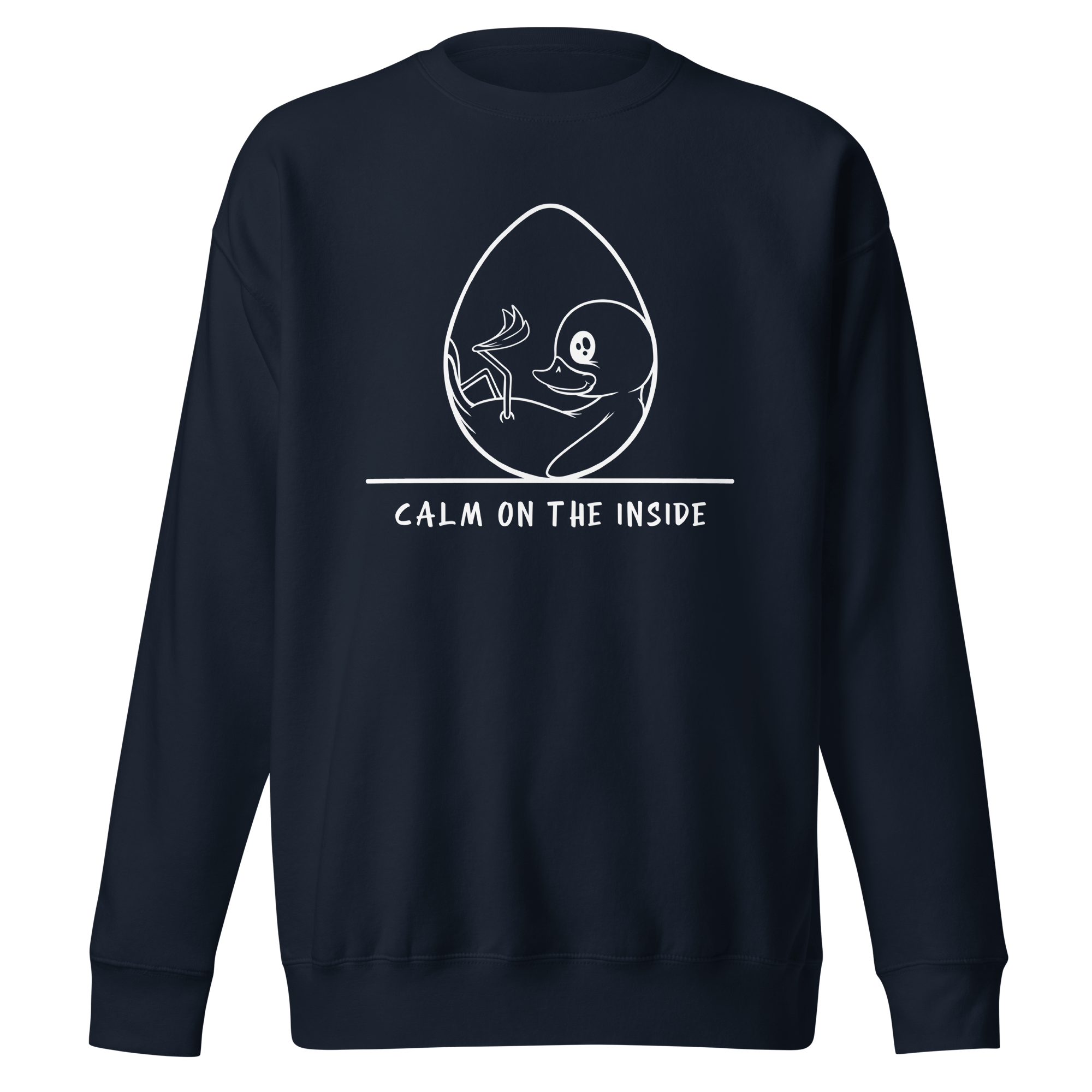 calm on the inside navy blue sweatshirt