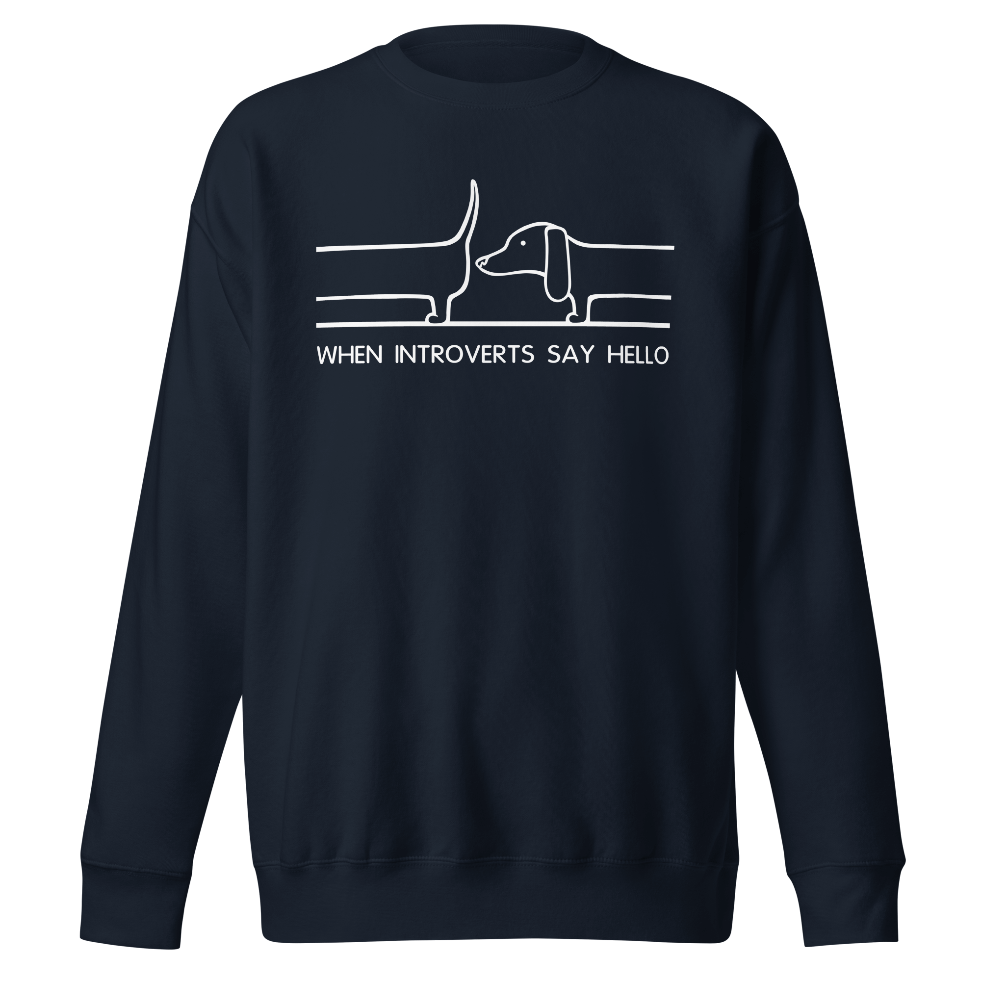 navy blue sweatshirt with cartoon dogs for introverts