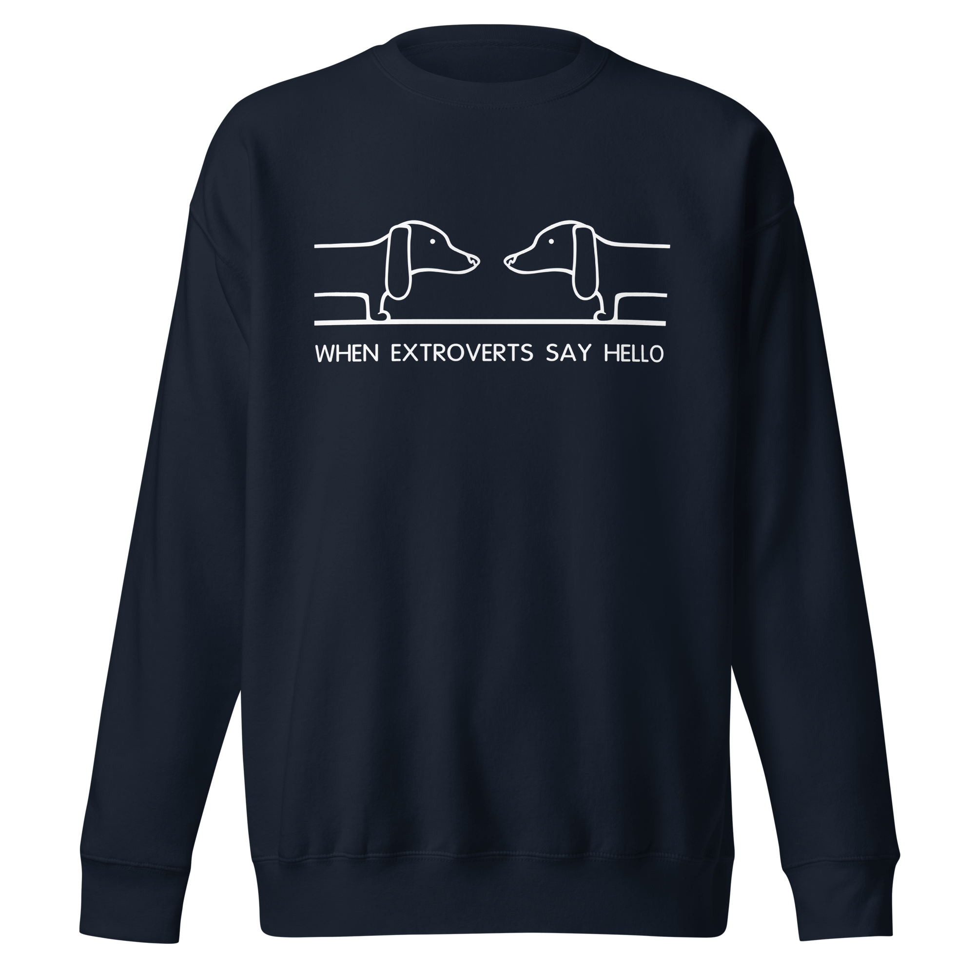 navy blue sweatshirt with cartoon dogs for extroverts