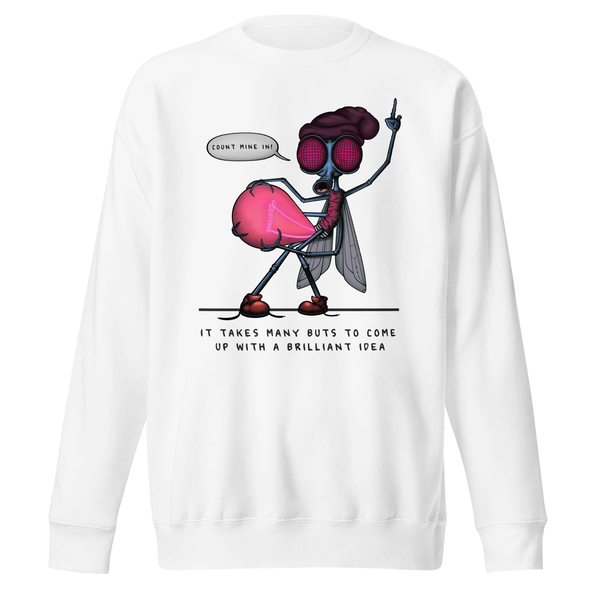 Cute pink cartoon insect white sweater