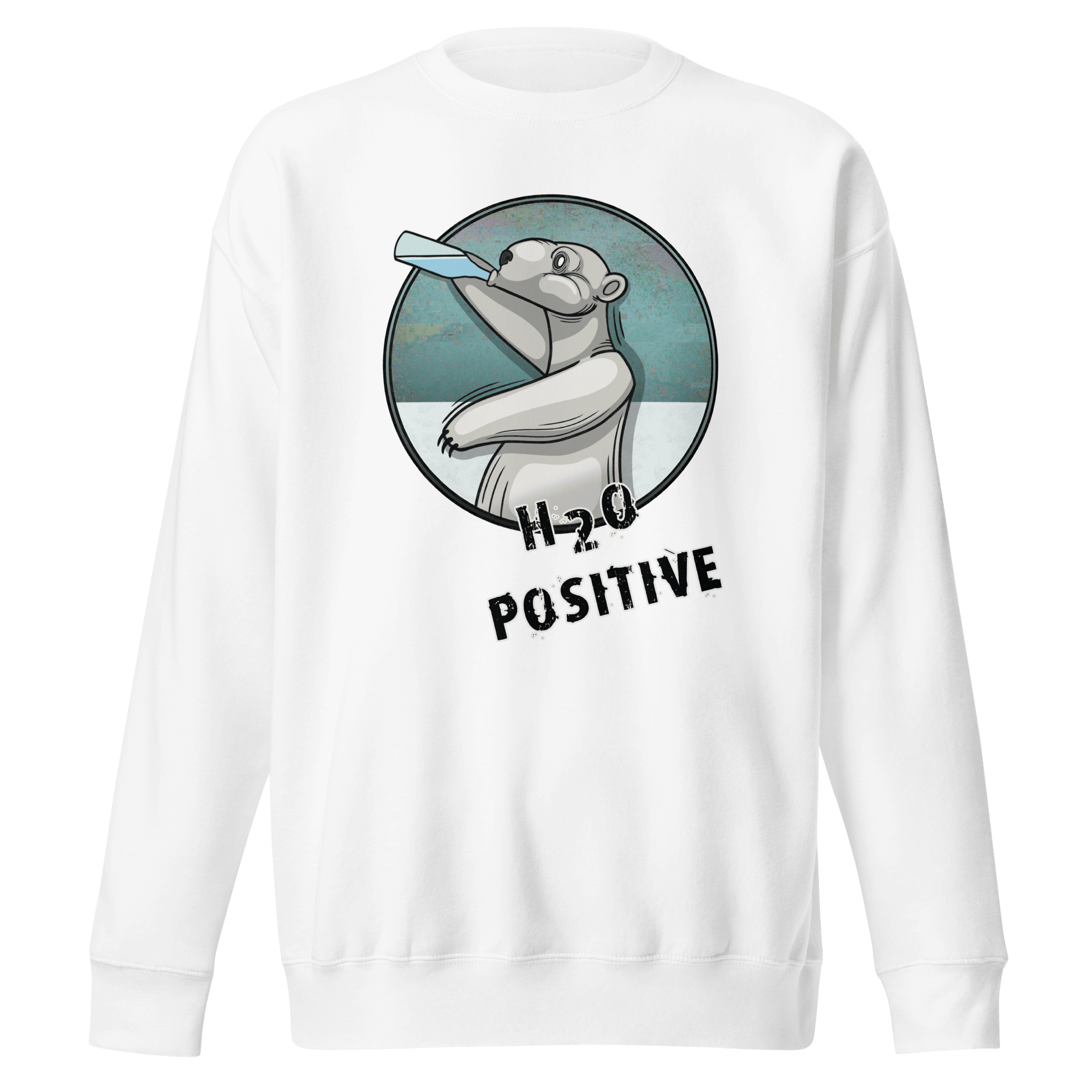 white sweatshirt with cute polar bear and water