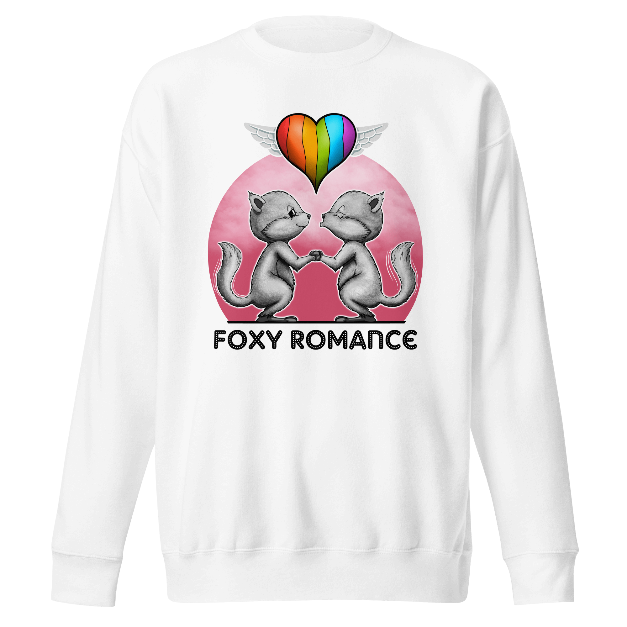 Foxy romance pride design on white sweater