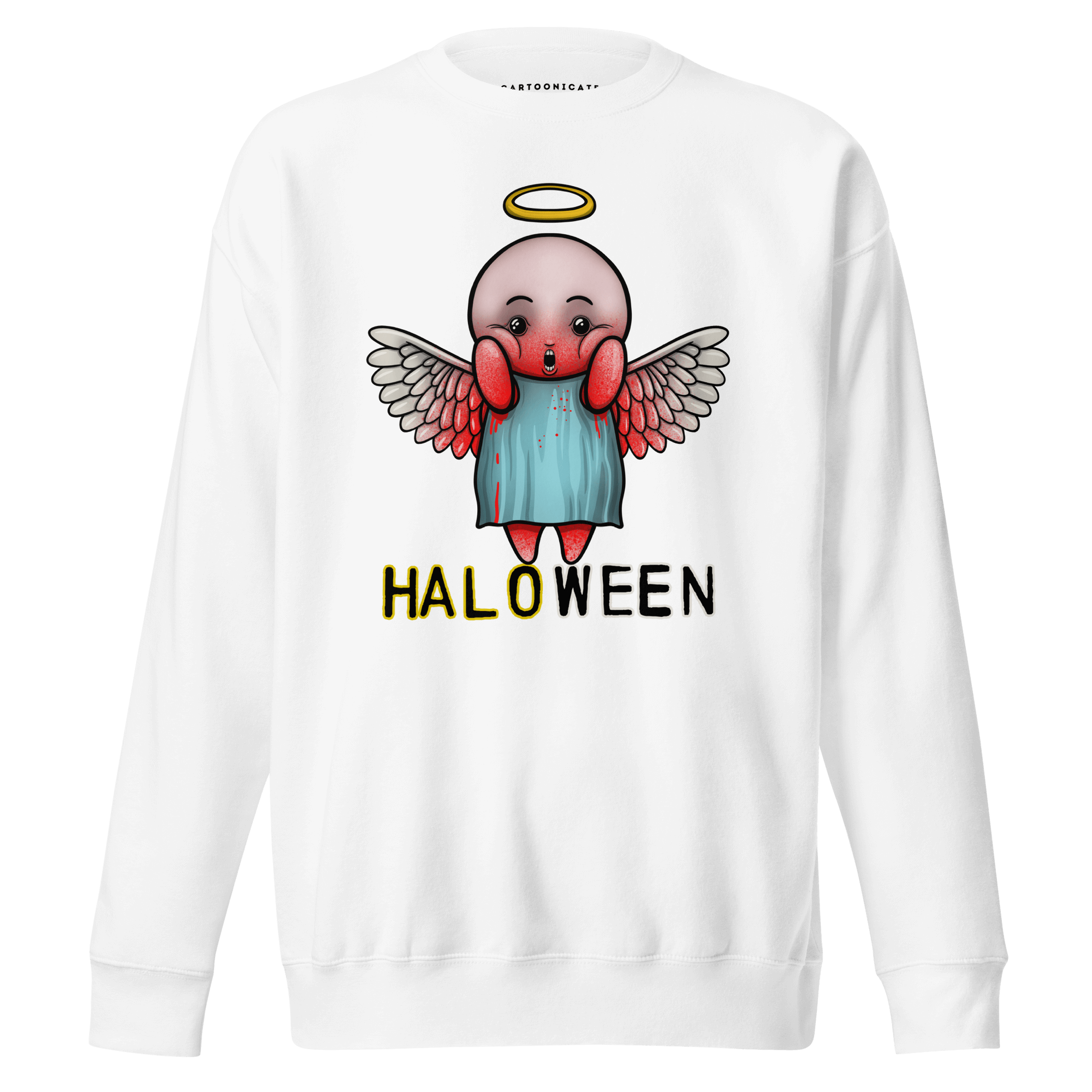 Perfect Halloween sweater with cartoon bloody angel