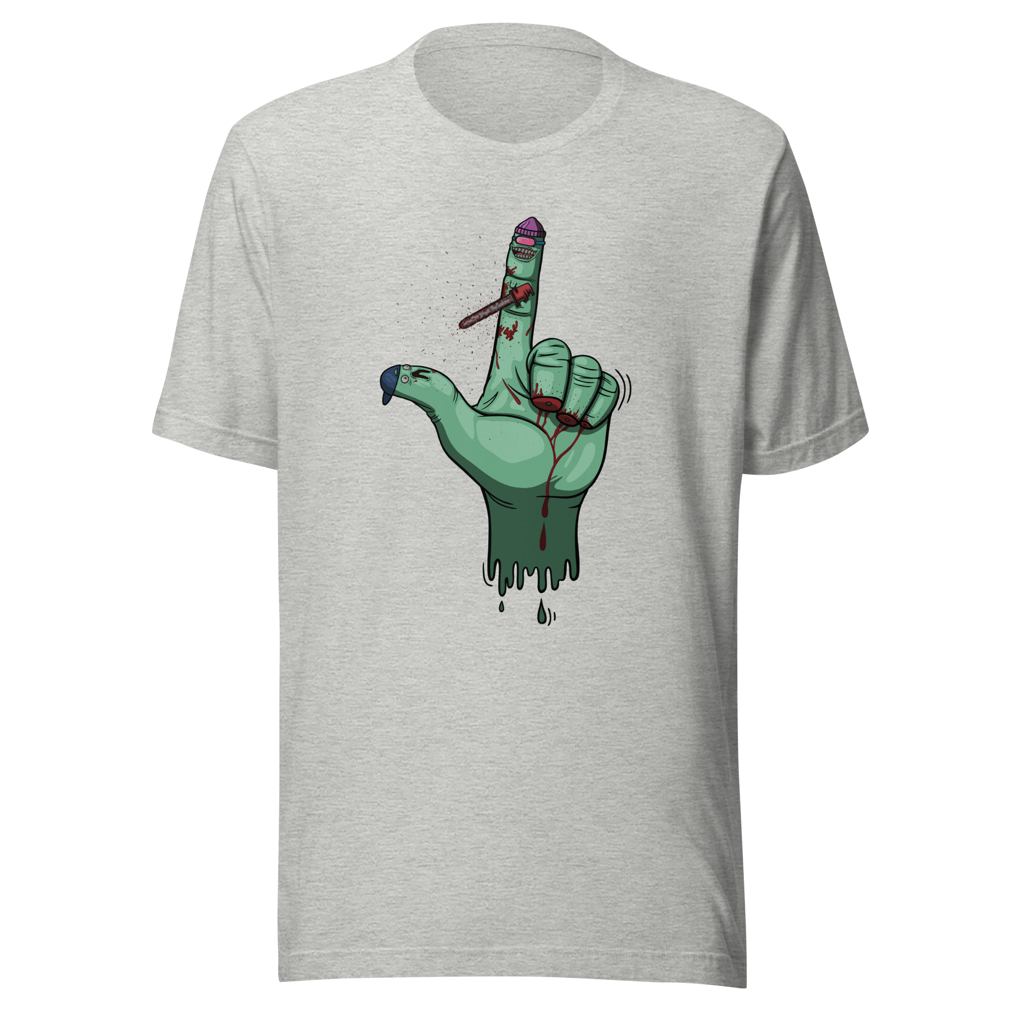 Crazy cartoon fingers grey t-shirt