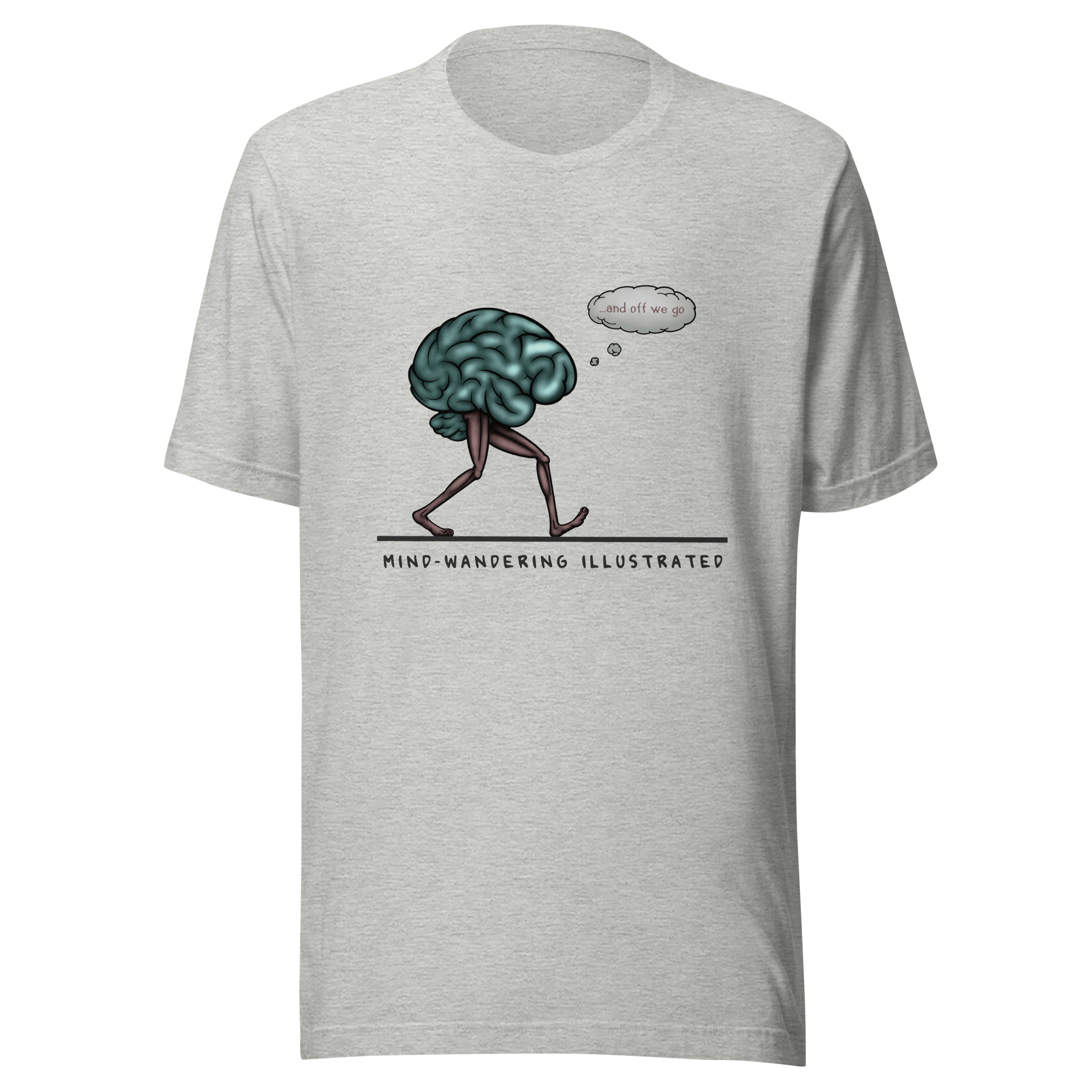 Funny brain with legs grey tee