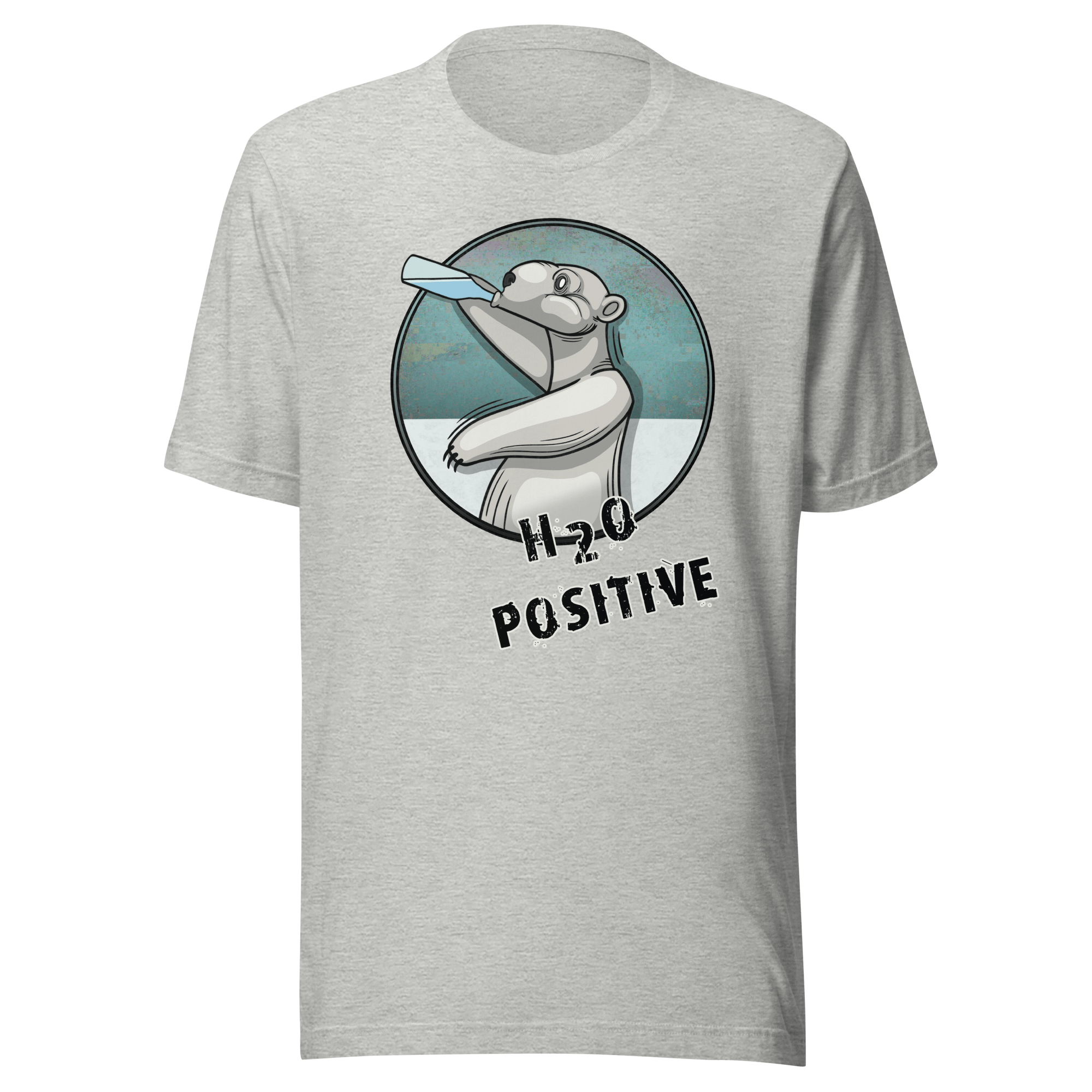 H2O Positive drawing on grey t-shirt