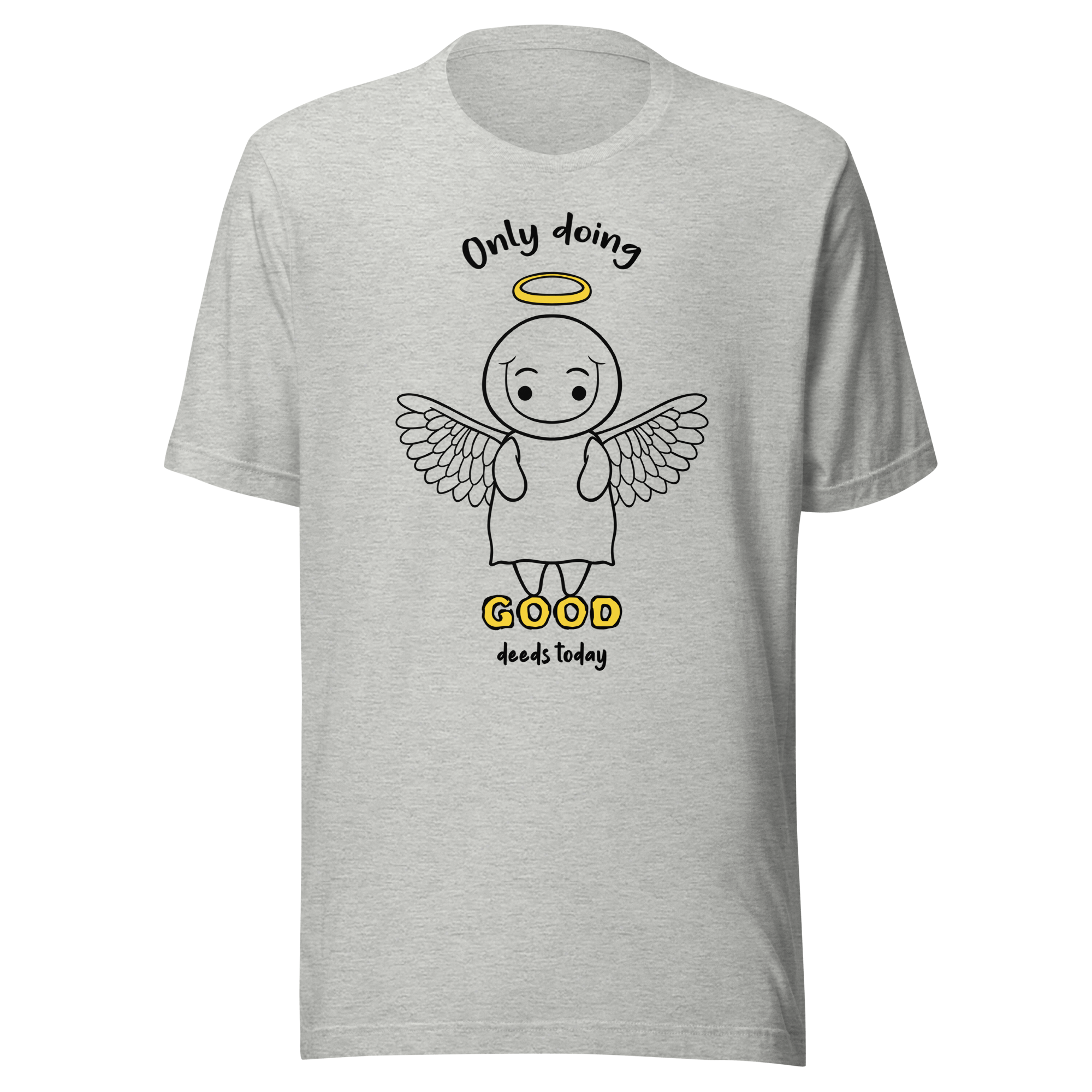 cute cartoon angel in cartoon style on grey tee