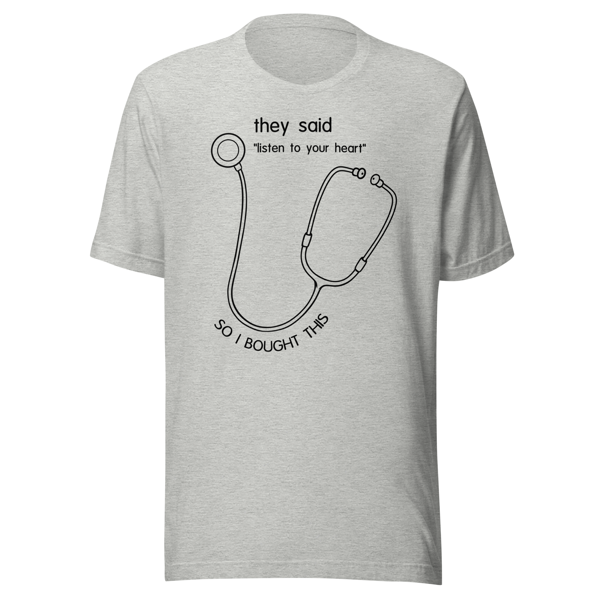 grey t-shirt with doctor stethoscope sketch