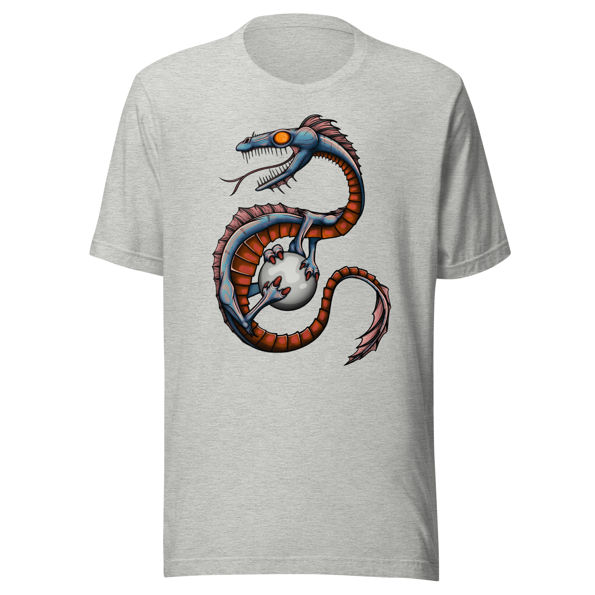 Grey tee with cool blue cartoon dragon