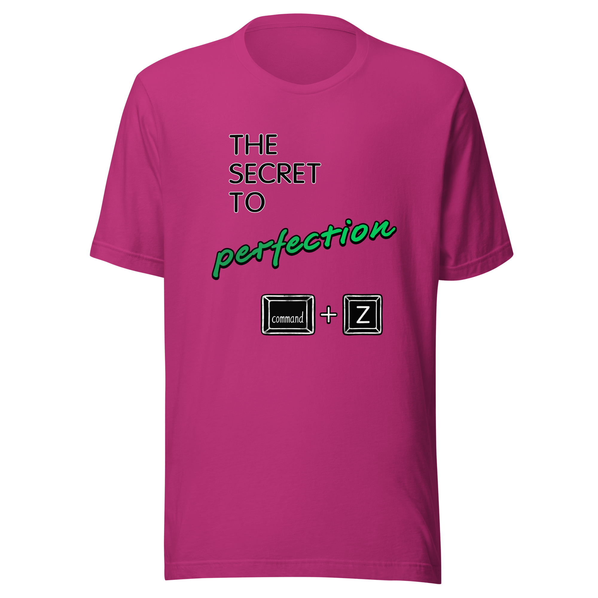 pink t-shirt with cartoon keyboard command + z