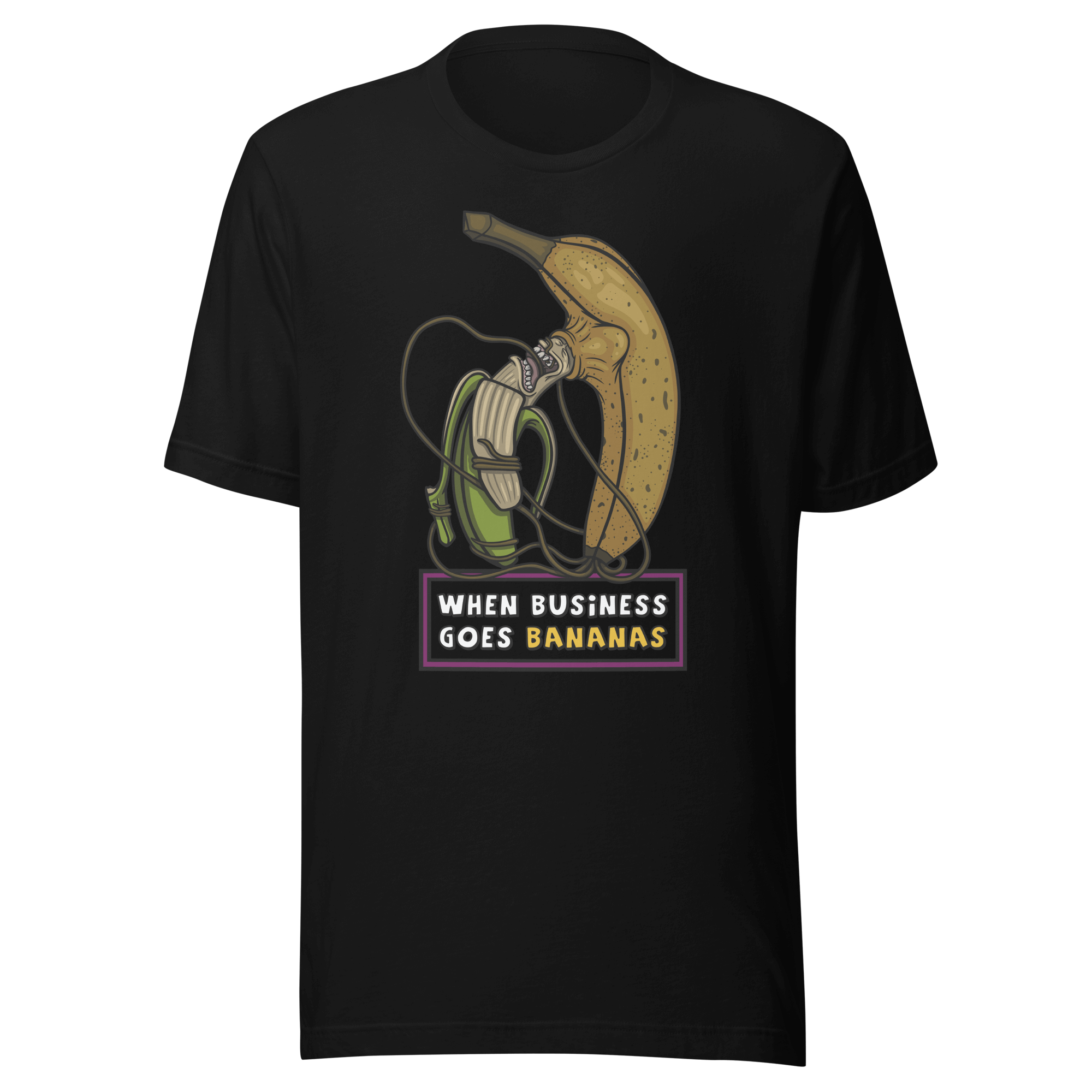 Crazy cartoon banana black tee